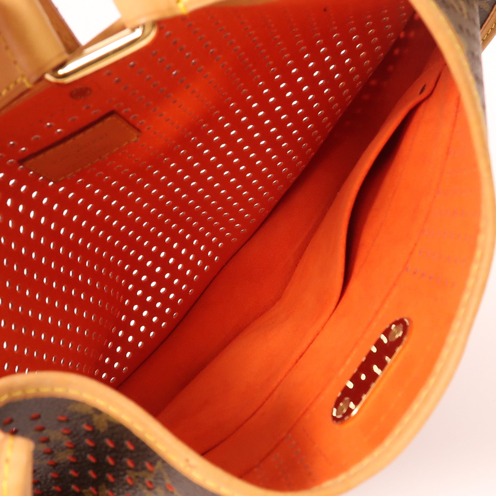 LOUIS VUITTON LV GHW Demi Lune Shoulder Bag M95178 Monogram Perfo Brown/Red