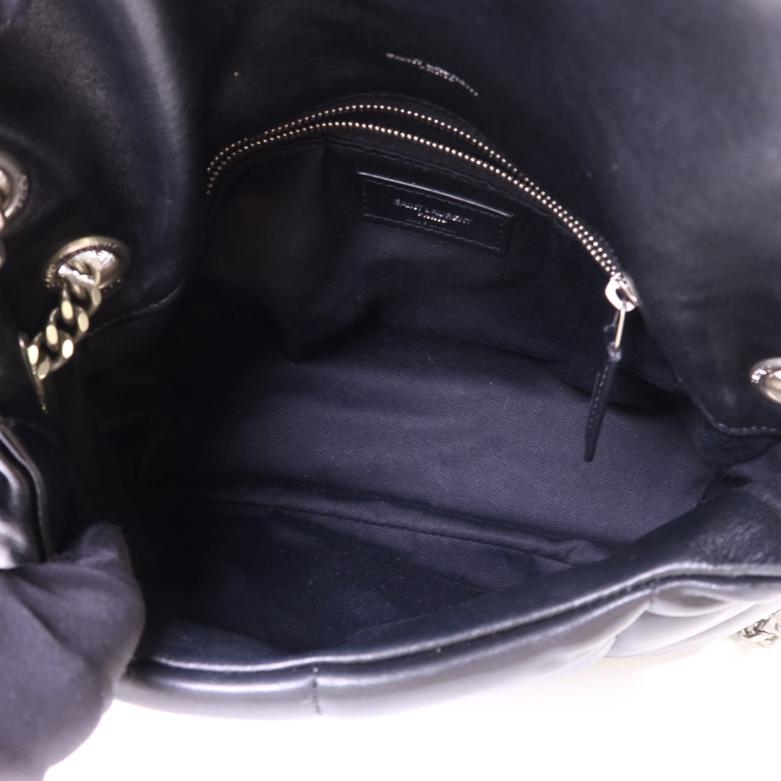 YVES SAINT LAURENT 羊皮皮革Puffer Small銀扣鏈帶肩背袋