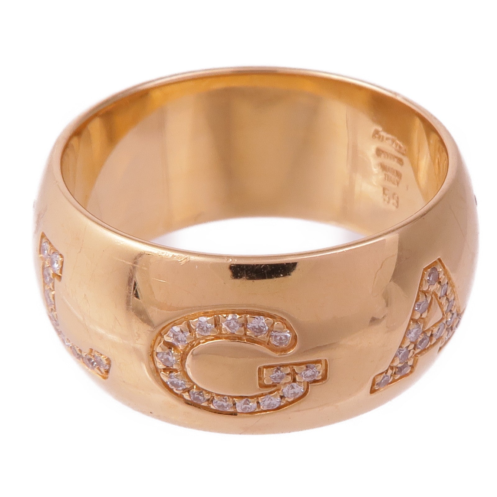 BVLGARI 18K玫瑰金Bvlgari Monologo Diamond鑽石戒指US#8.5/BVLGARI#59