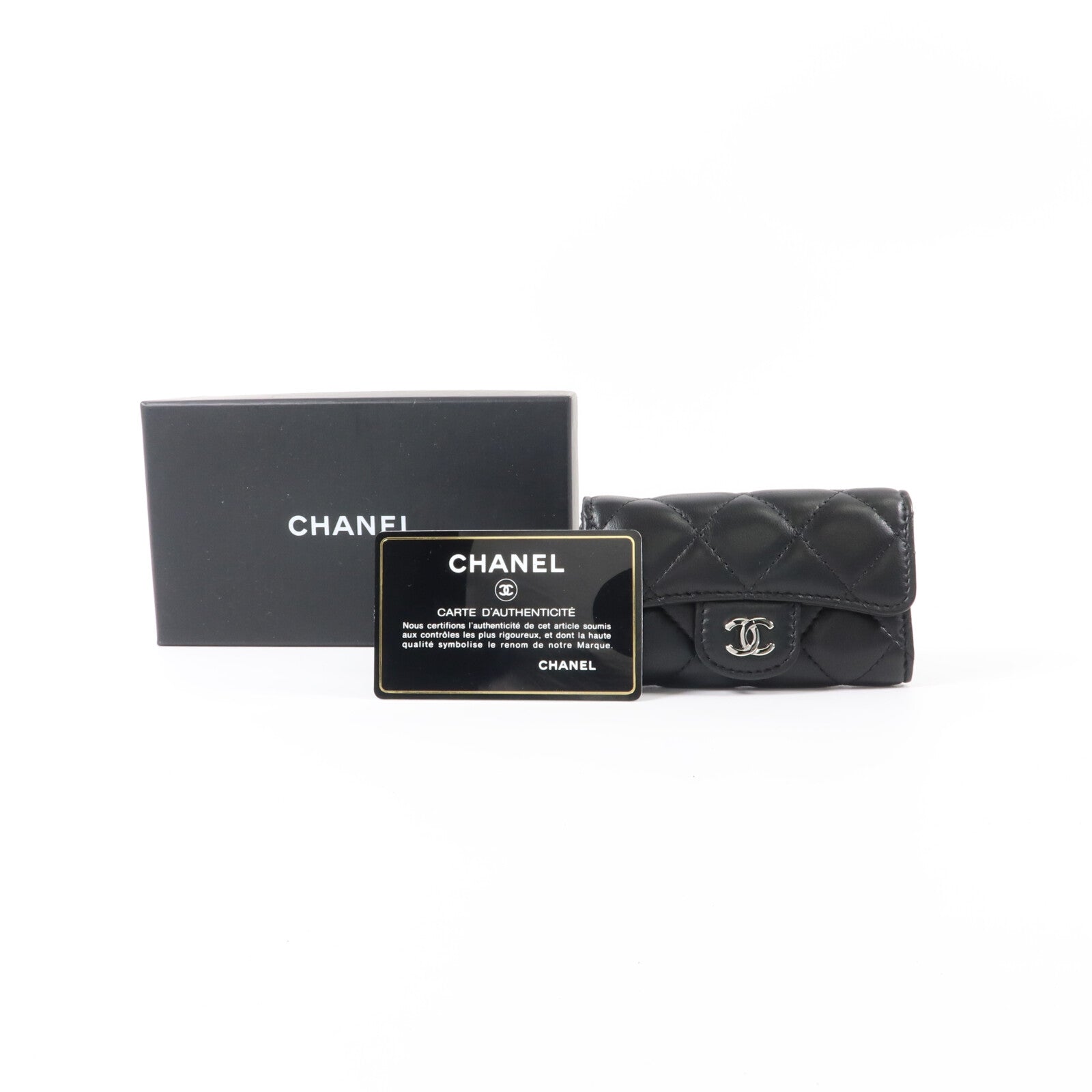 CHANEL 羊皮皮革Key Holder銀扣鎖匙包