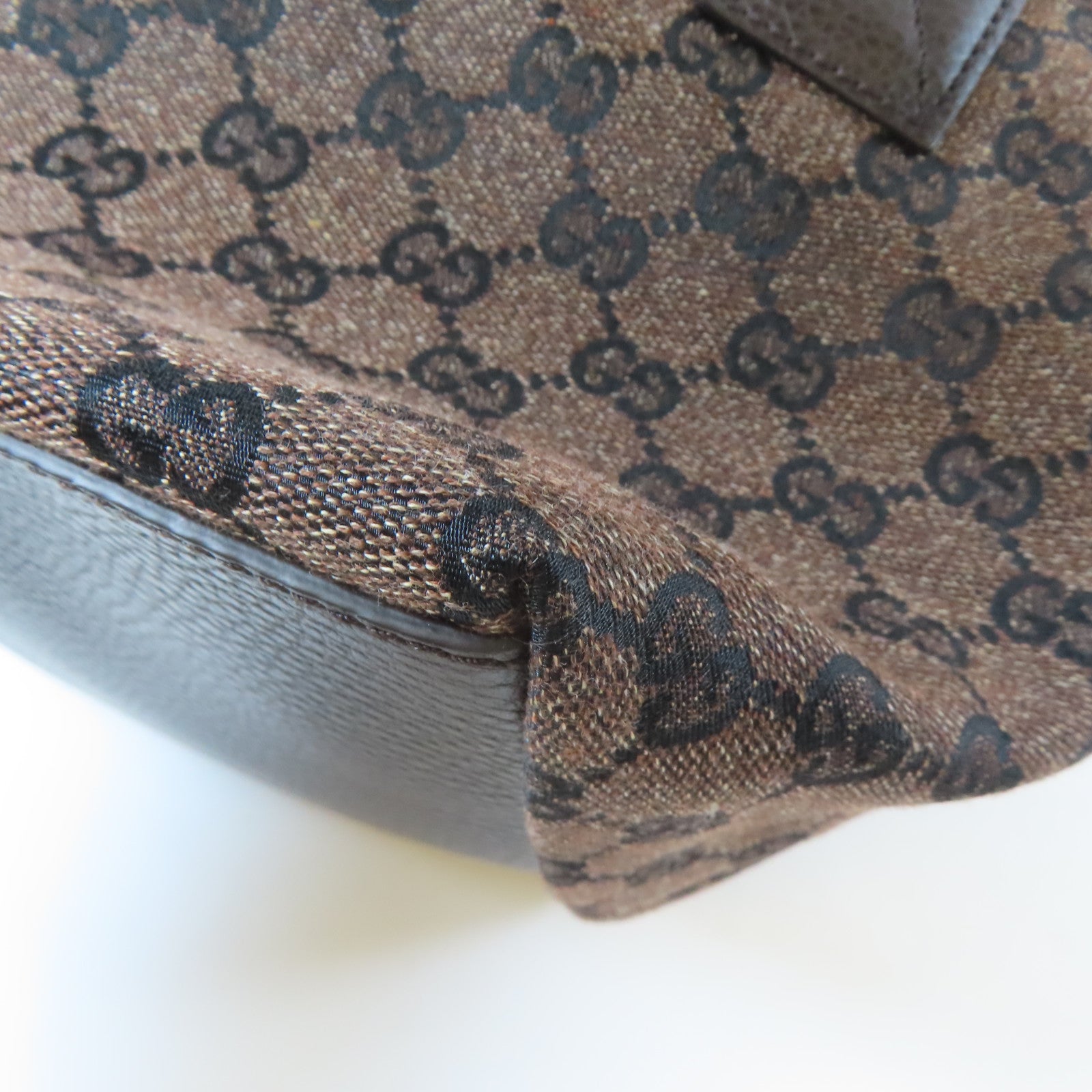 GUCCI 【激減優惠】帆布Tote Bag銀扣手挽袋啡色