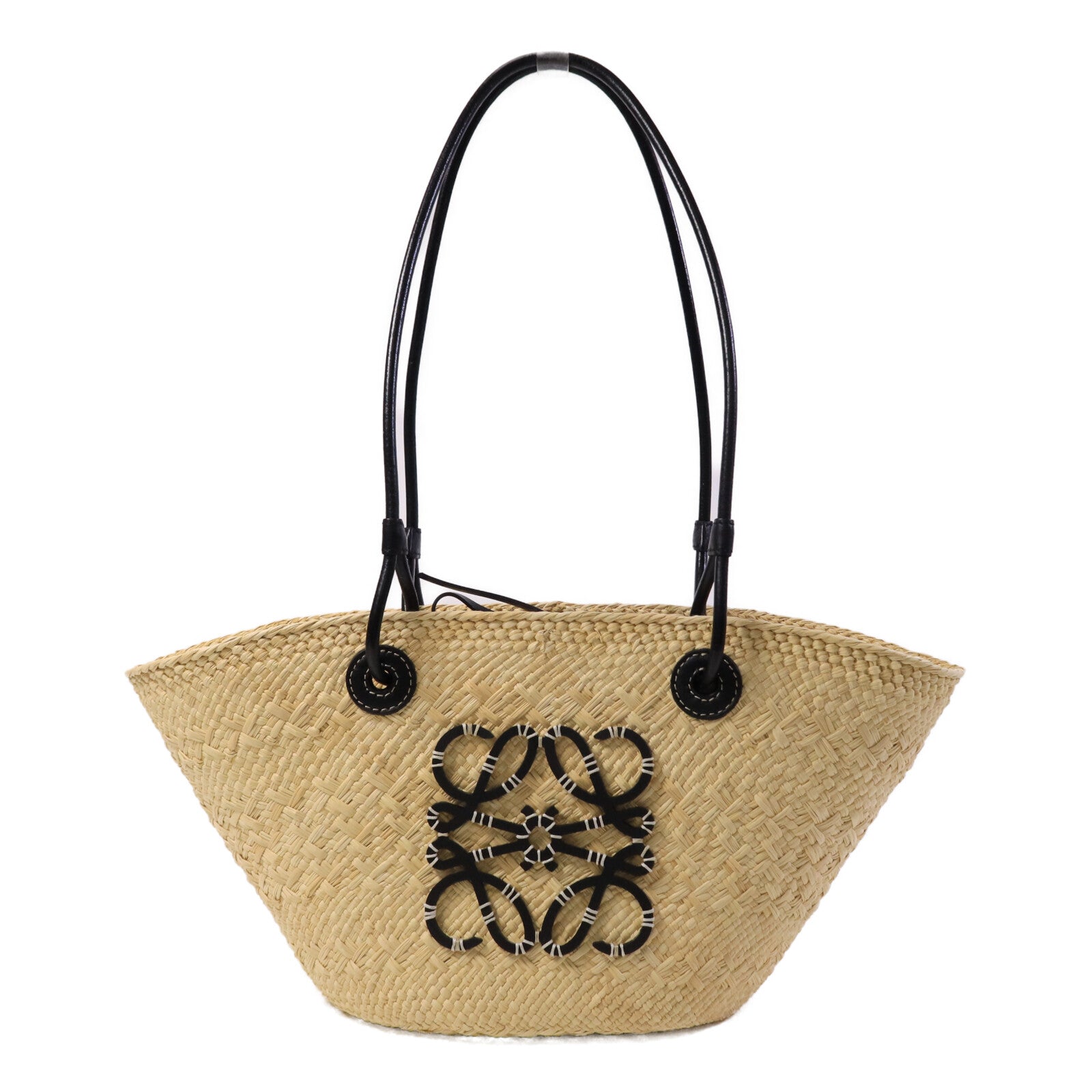 LOEWE Iraca Palm/皮革Small Anagram Basket Bag手挽袋