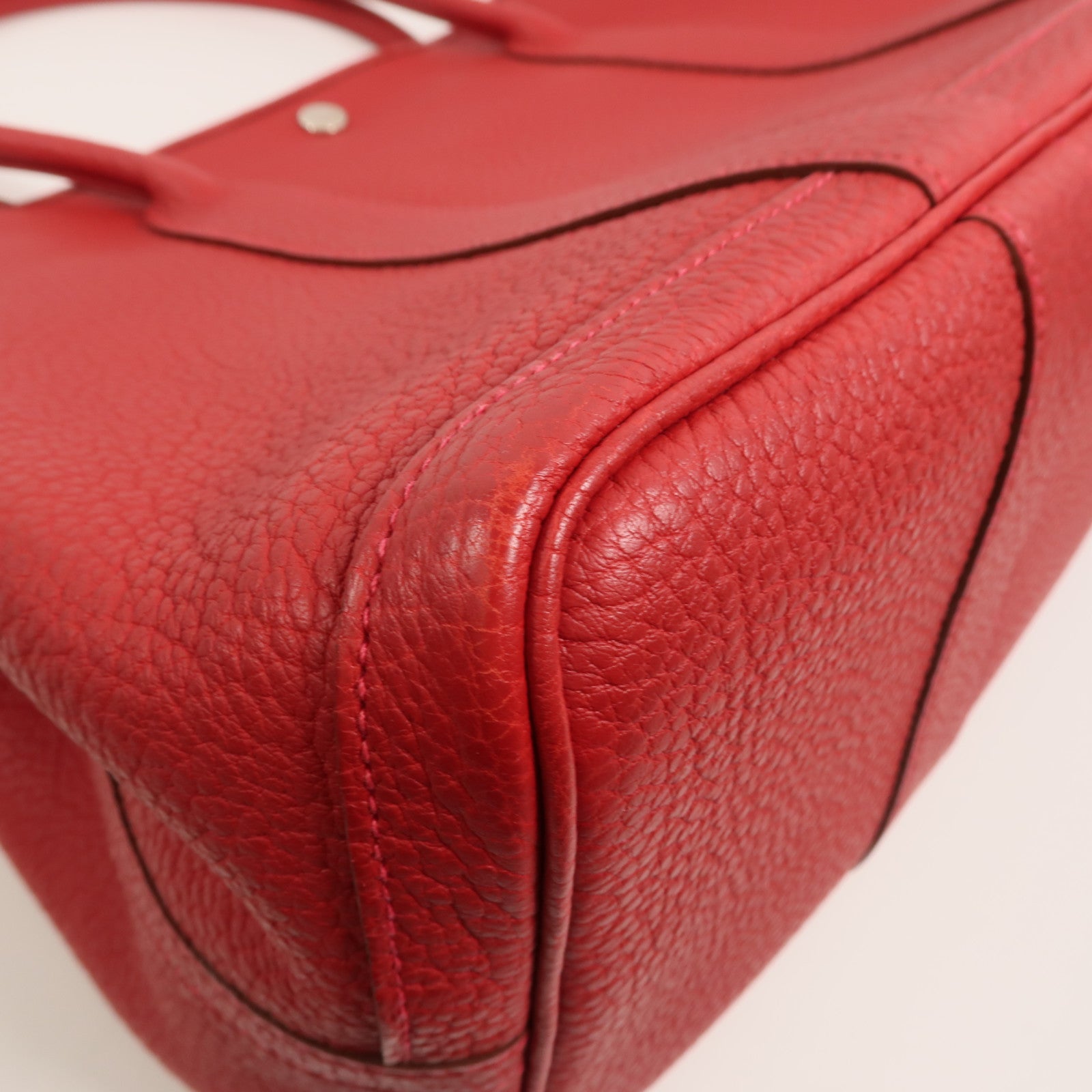 HERMES Country皮革Garden Party PM手挽袋Rouge Piment