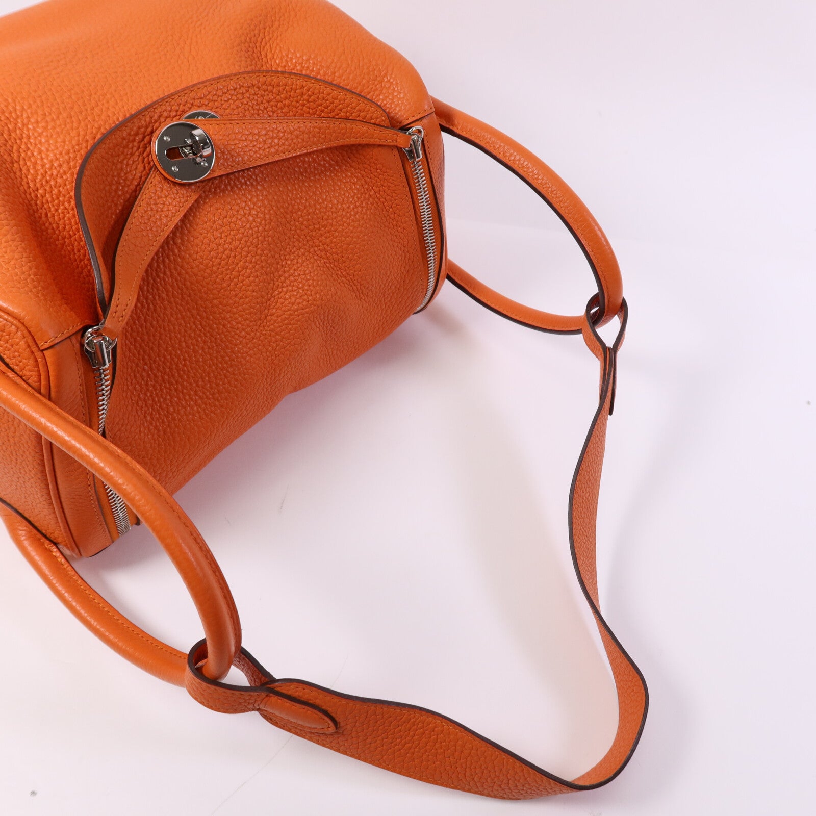 HERMES Clemence皮革Lindy 30銀扣手挽肩背兩用袋Feu