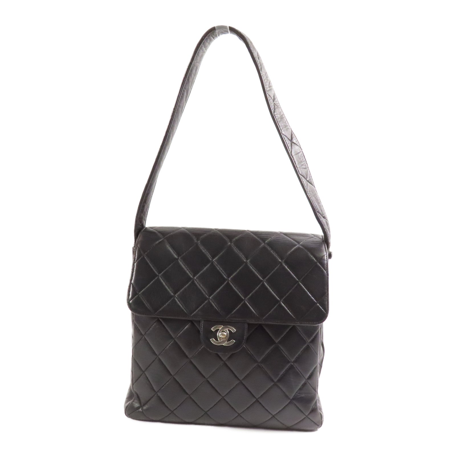 CHANEL 牛皮皮革Vintage Shoulder Bag銀扣肩背袋