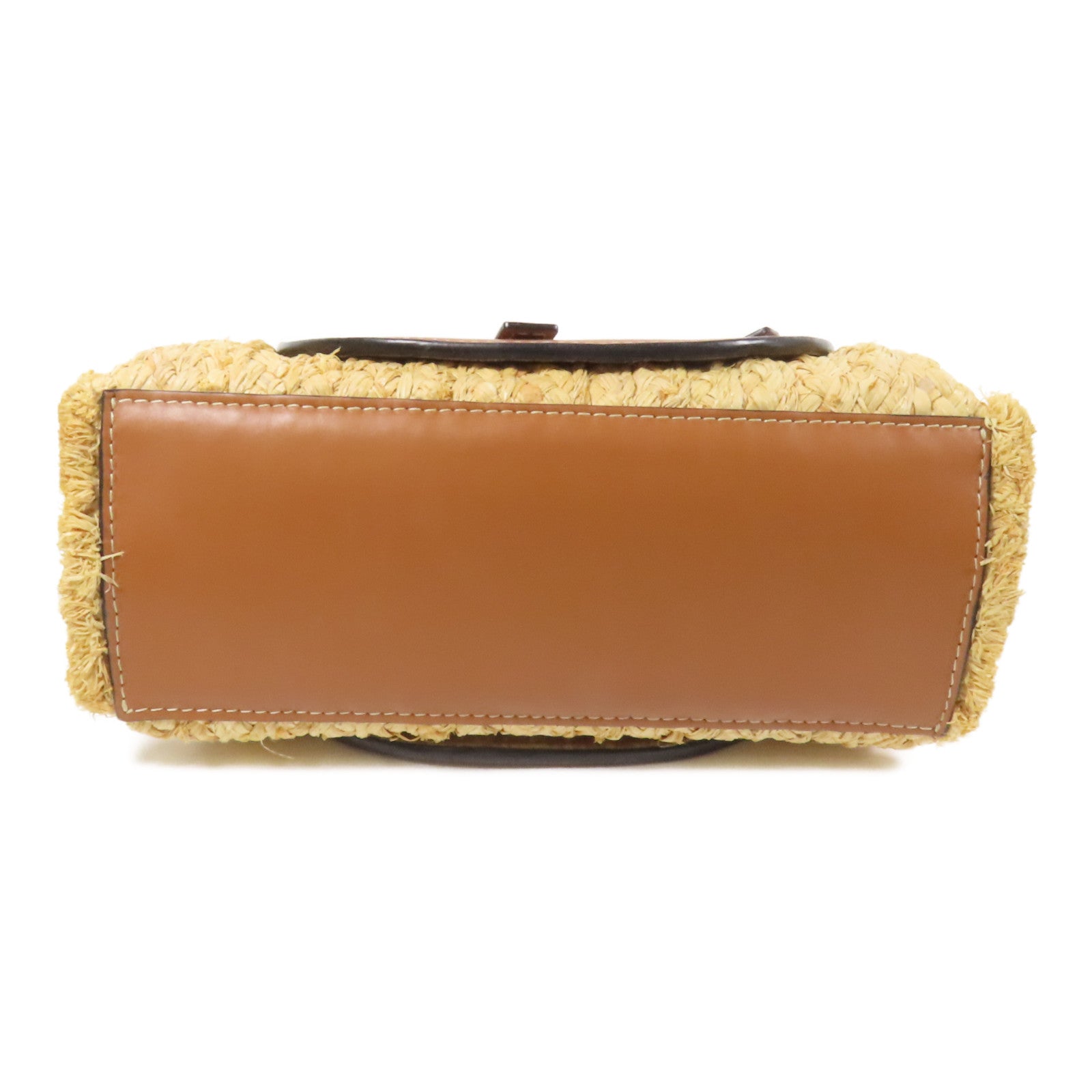 LOEWE Raffia/牛皮皮革Gate Tote Bag金扣手挽肩背兩用袋