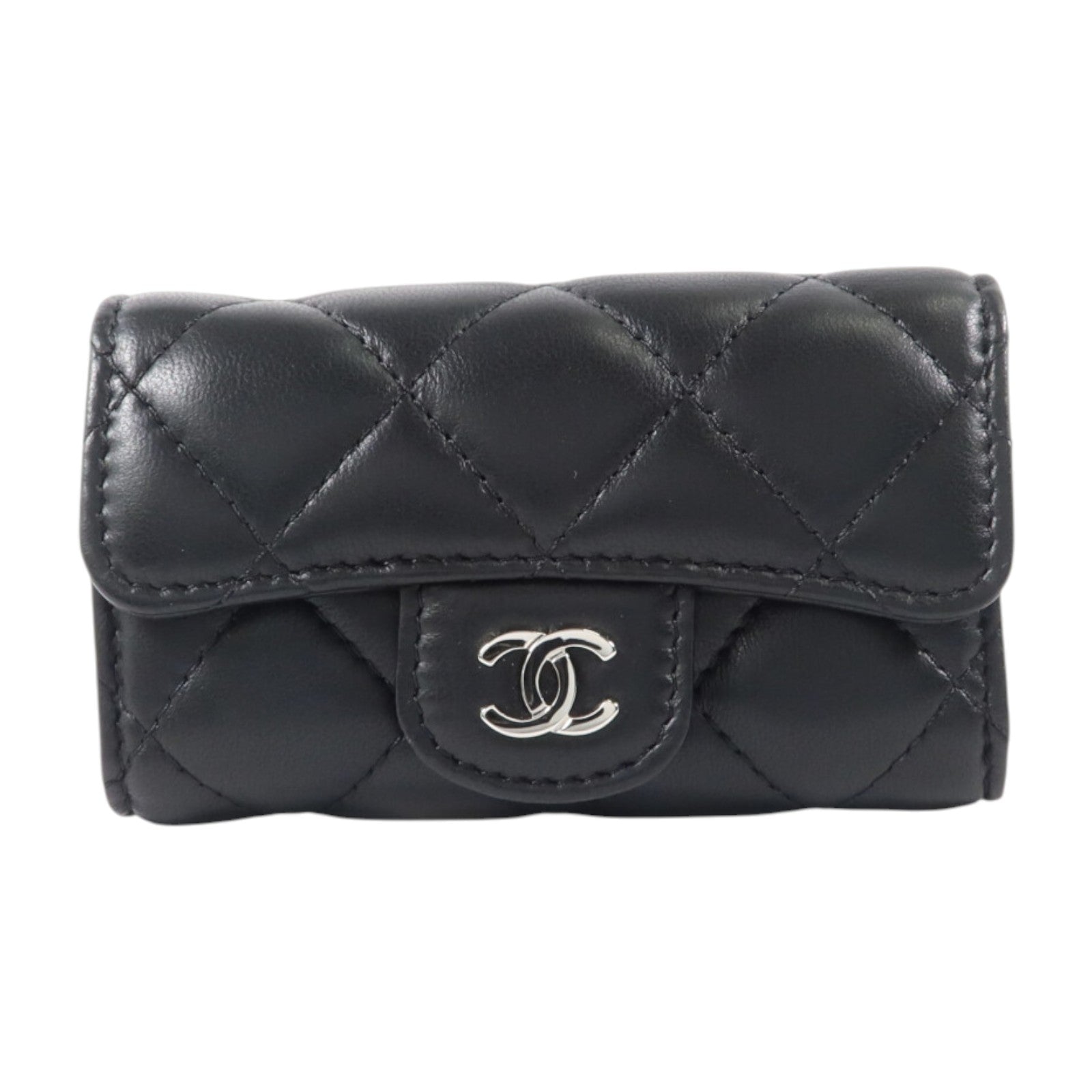 CHANEL 羊皮皮革Key Holder銀扣鎖匙包