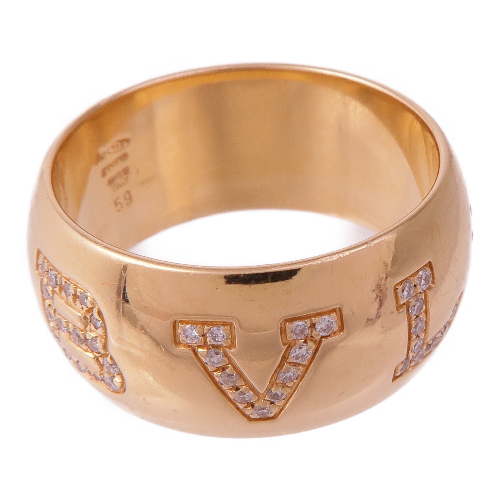 BVLGARI 18K玫瑰金Bvlgari Monologo Diamond鑽石戒指US#8.5/BVLGARI#59