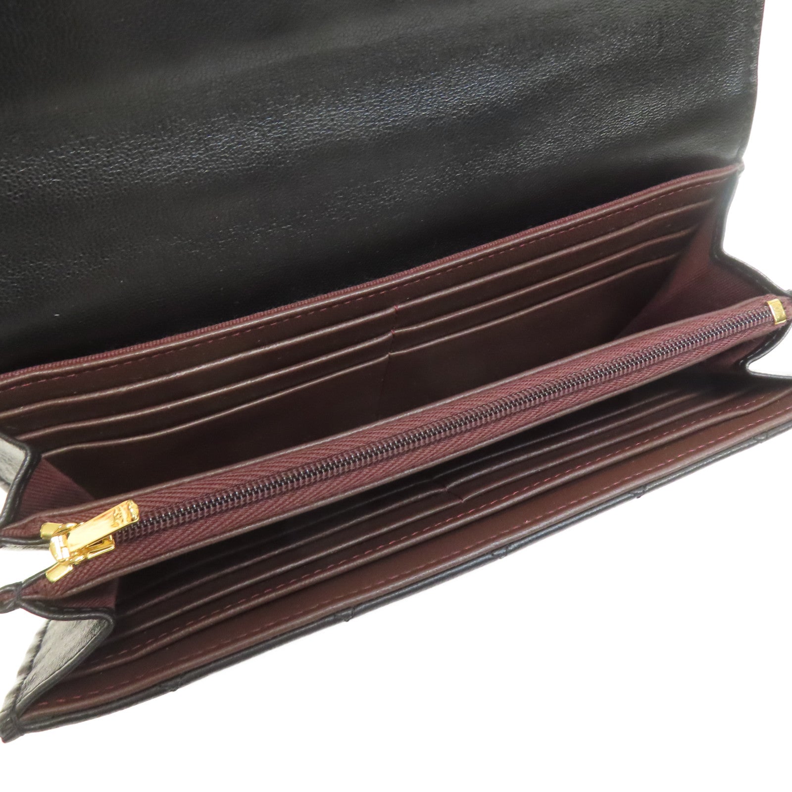 CHANEL 菱格羊皮皮革Classic Flap Long Wallet金扣長錢包黑色