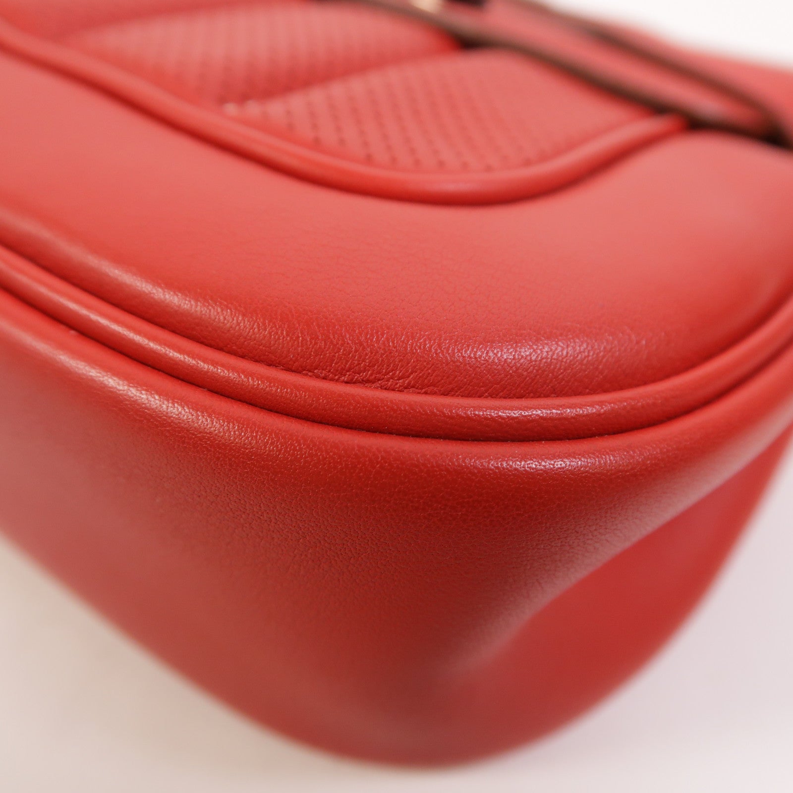 HERMES Swift皮革Berline Mini銀扣肩背袋Vermillon