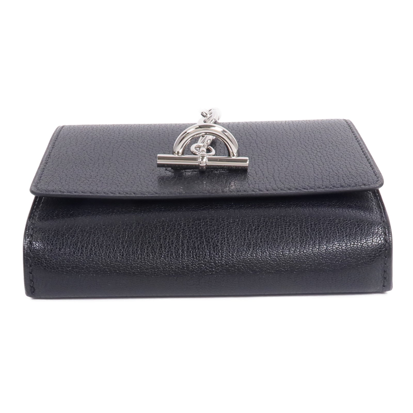 HERMES Chevre皮革Chaine d'Ancre To Go Wallet錢包Noir