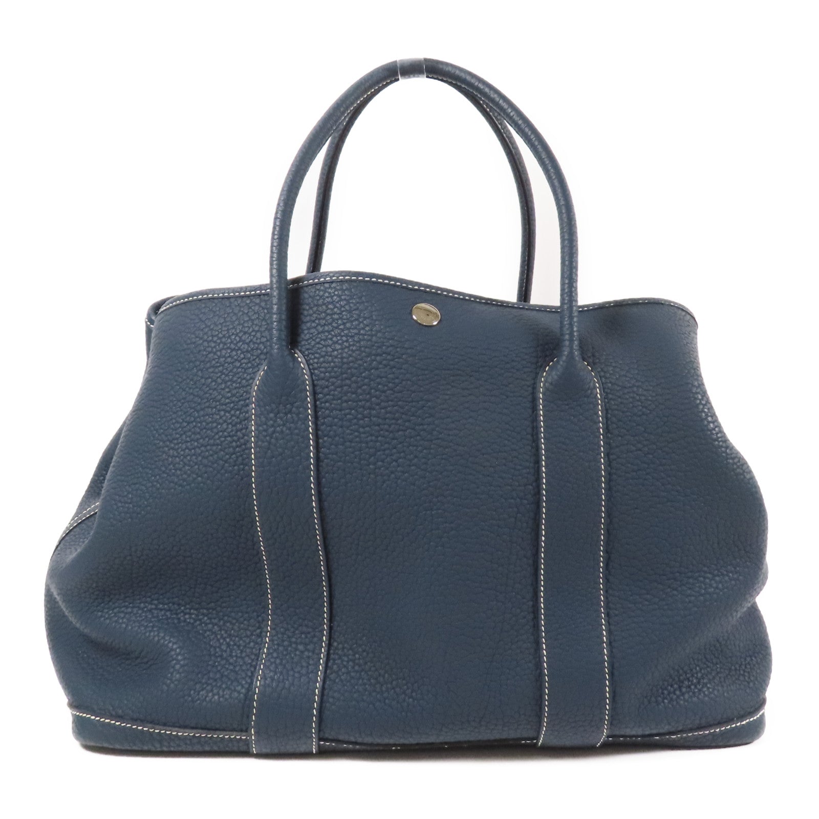 HERMES Nagonda皮革Garden Party PM銀扣手挽袋Vert Cypres