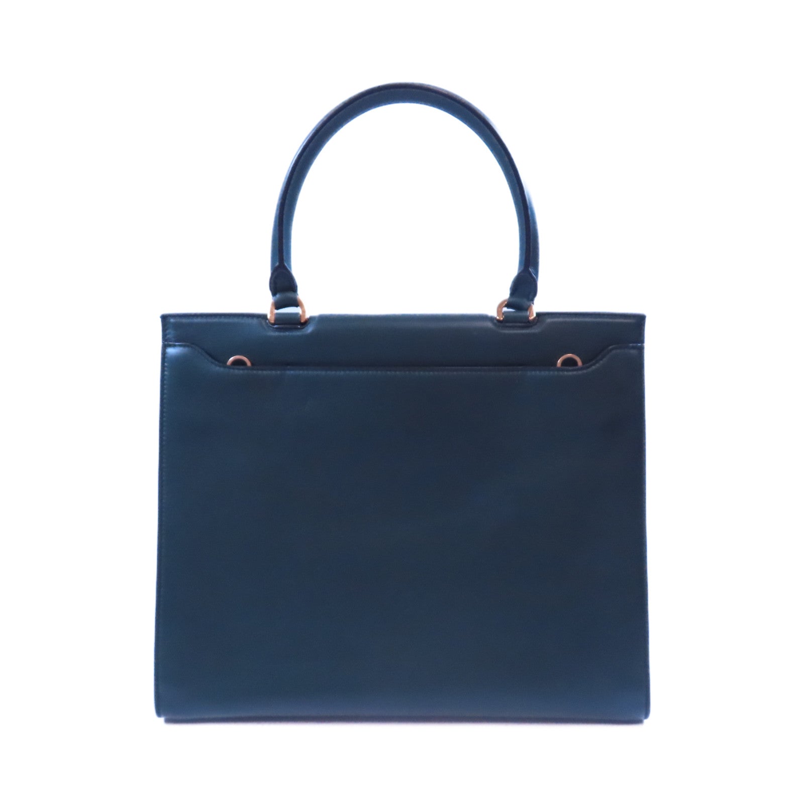 Salvatore Ferragamo GHW Trifolio 2Way Shoulder Bag Calfskin Leather Dark Green