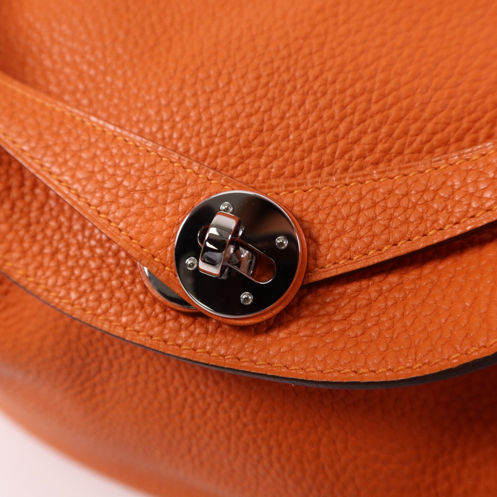 HERMES Clemence皮革Lindy 30銀扣手挽肩背兩用袋Feu