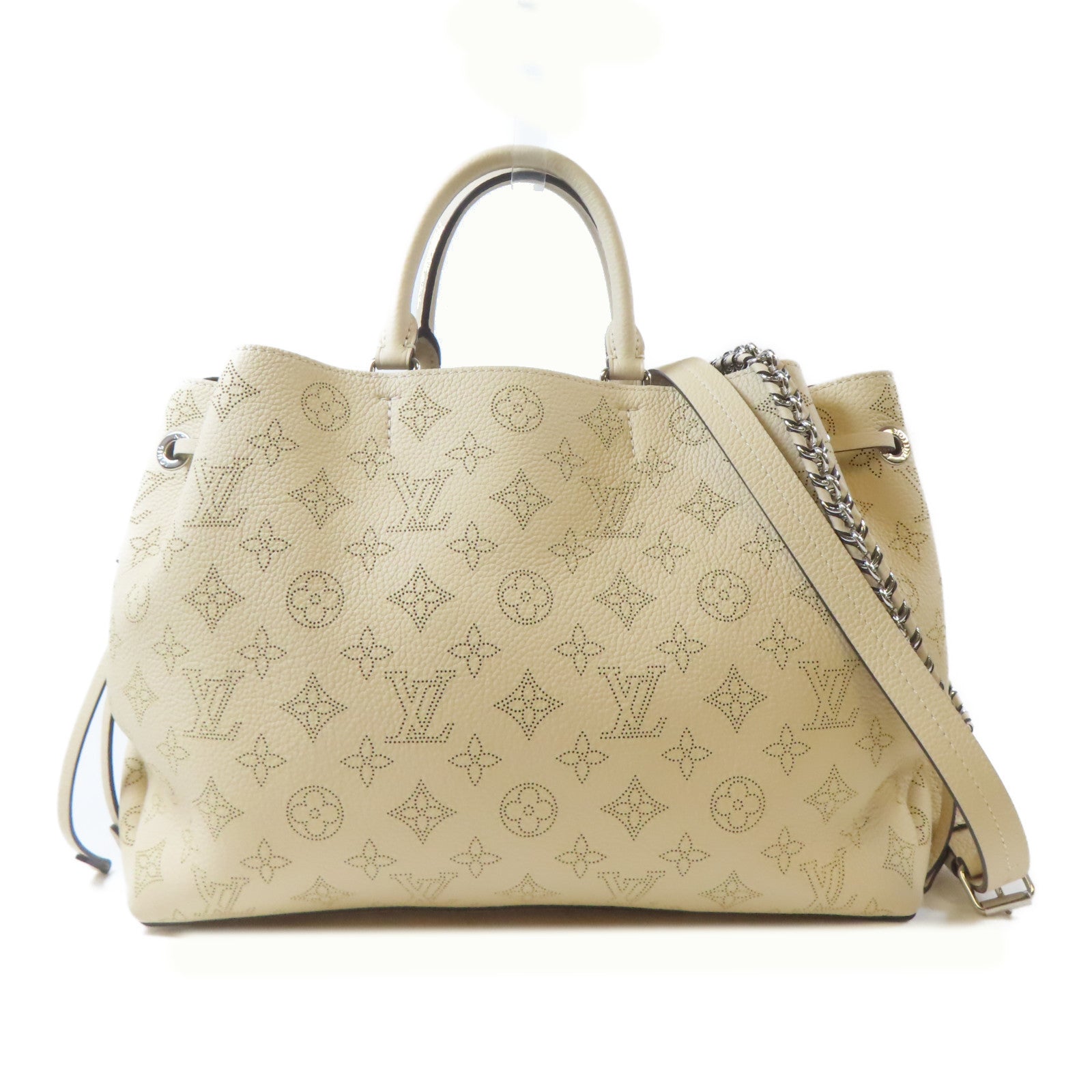 LOUIS VUITTON Mahina Bella Tote銀扣手挽肩背兩用袋奶油色