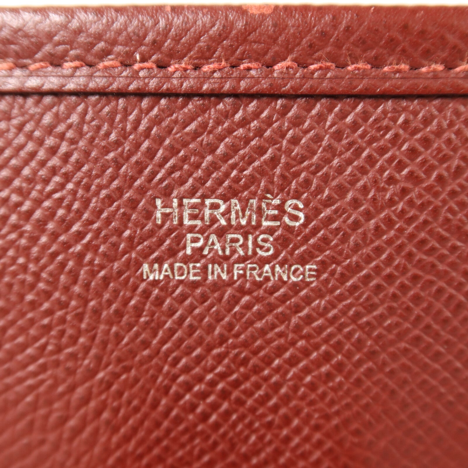 HERMES Epsom皮革Evelyne PM銀扣肩背袋Rouge H