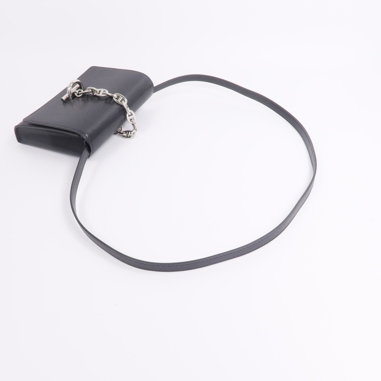 HERMES Chevre皮革Chaine d'Ancre To Go Wallet錢包Noir
