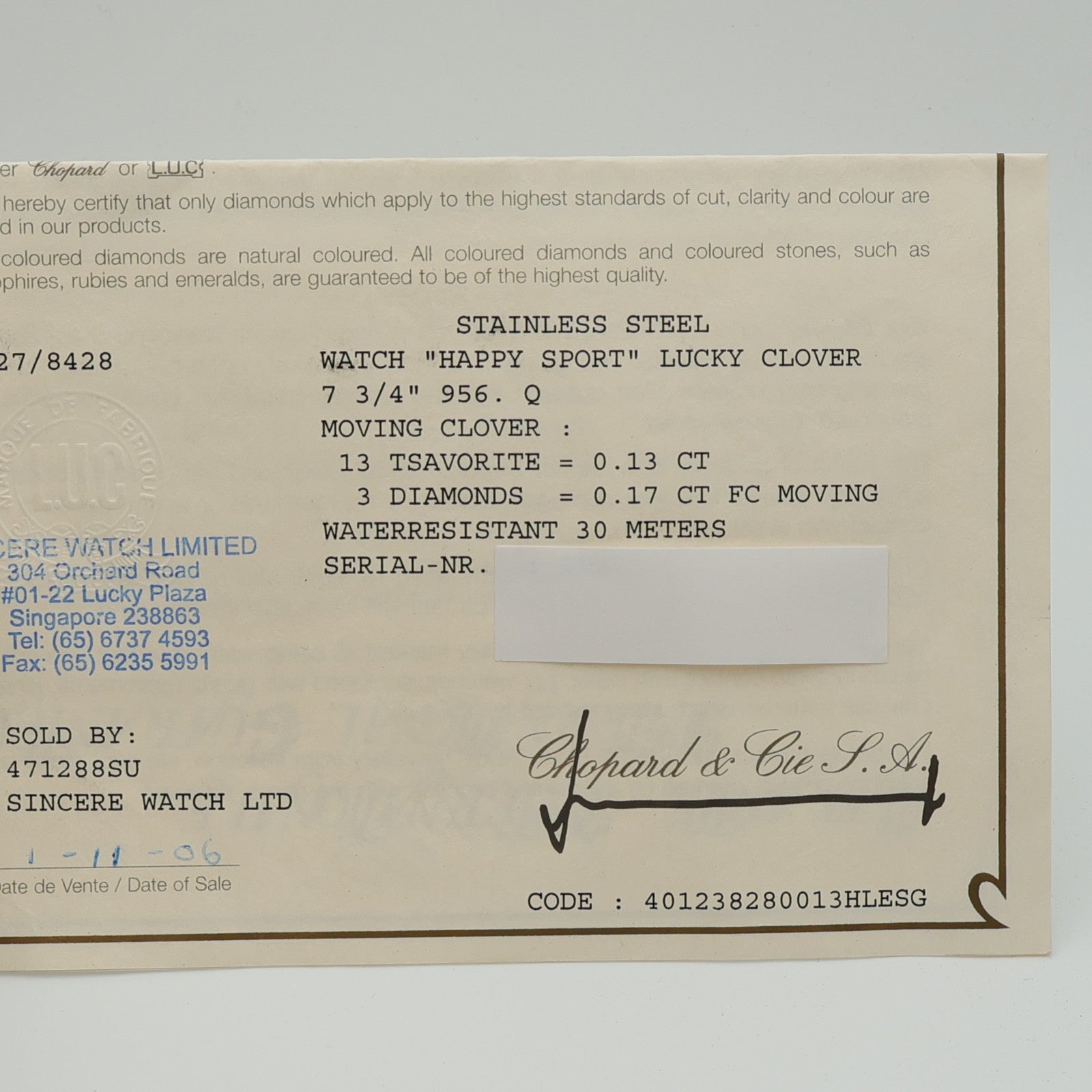 Chopard Happy Sport Good Luck Clover Watch 27/8428