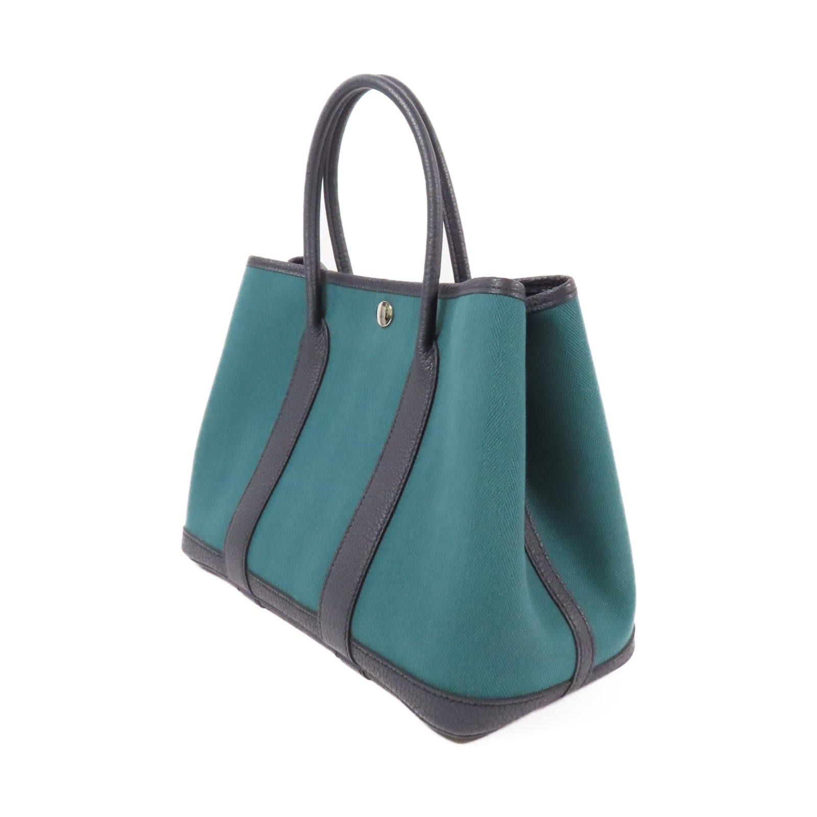 HERMES 帆布Garden Party TPM銀扣手挽袋Vert Vertigo