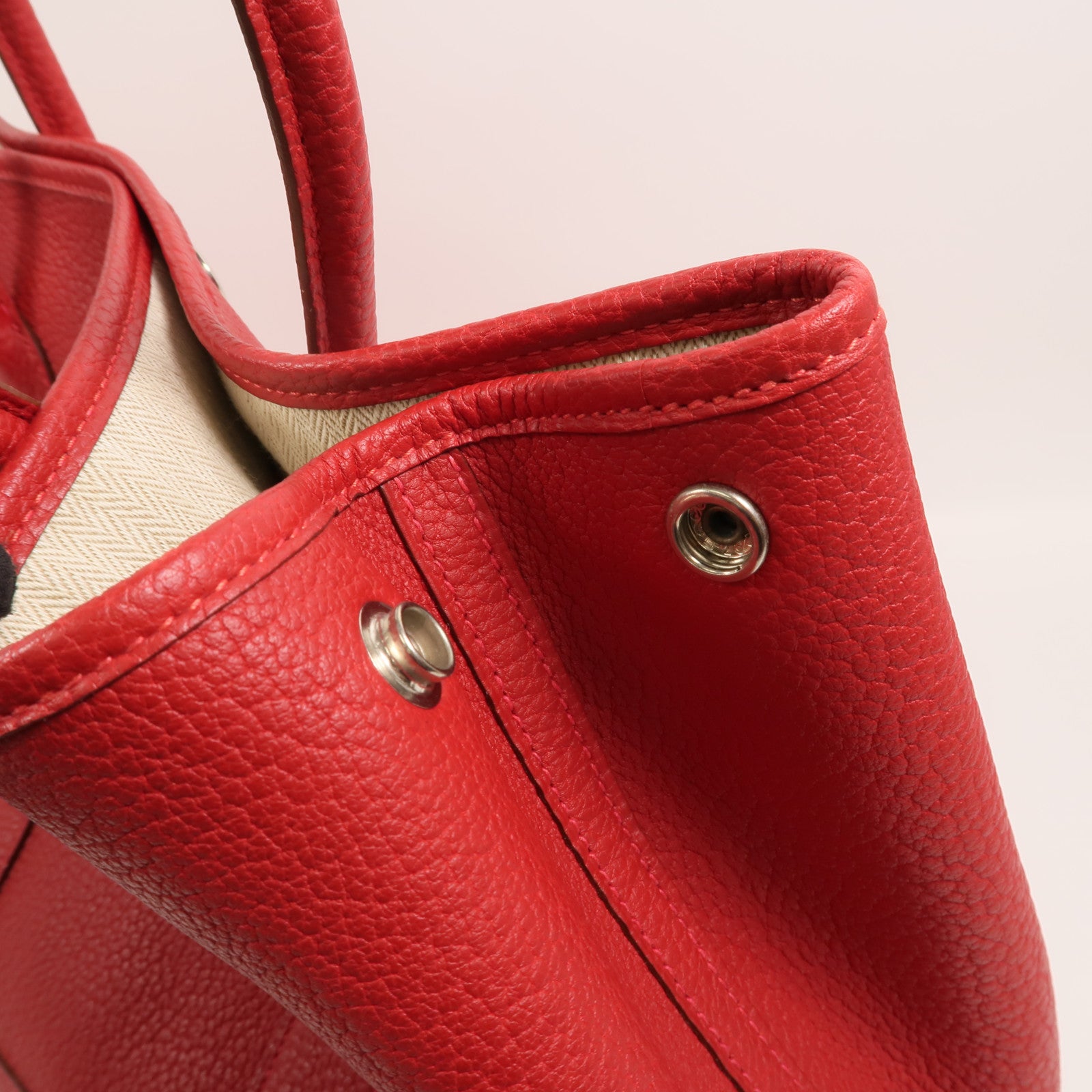 HERMES Country皮革Garden Party PM手挽袋Rouge Piment