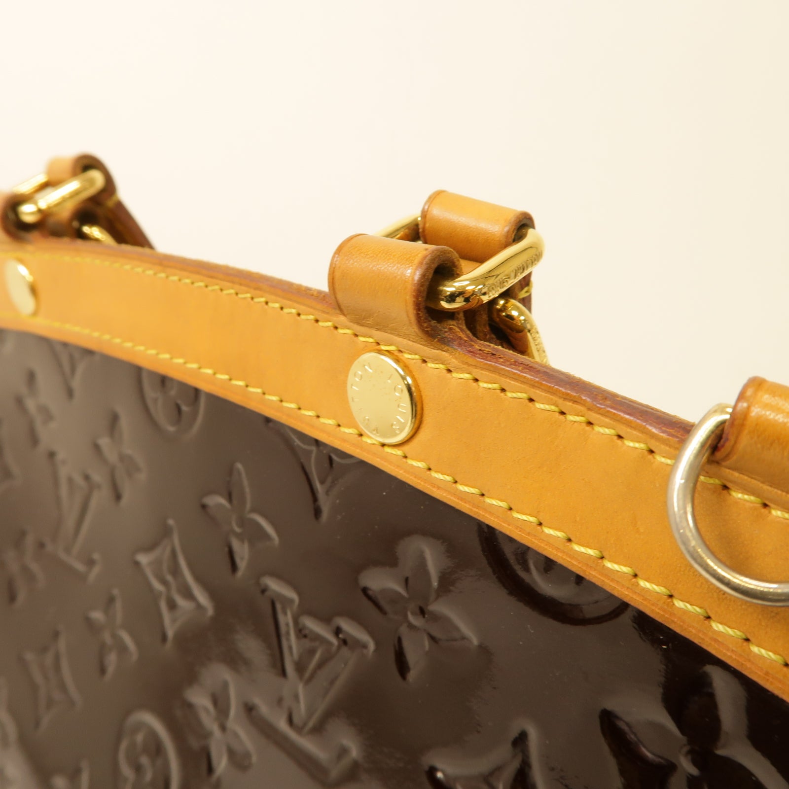 LOUIS VUITTON 【激減優惠】Vernis Brea MM金扣手挽肩背兩用袋酒紅色