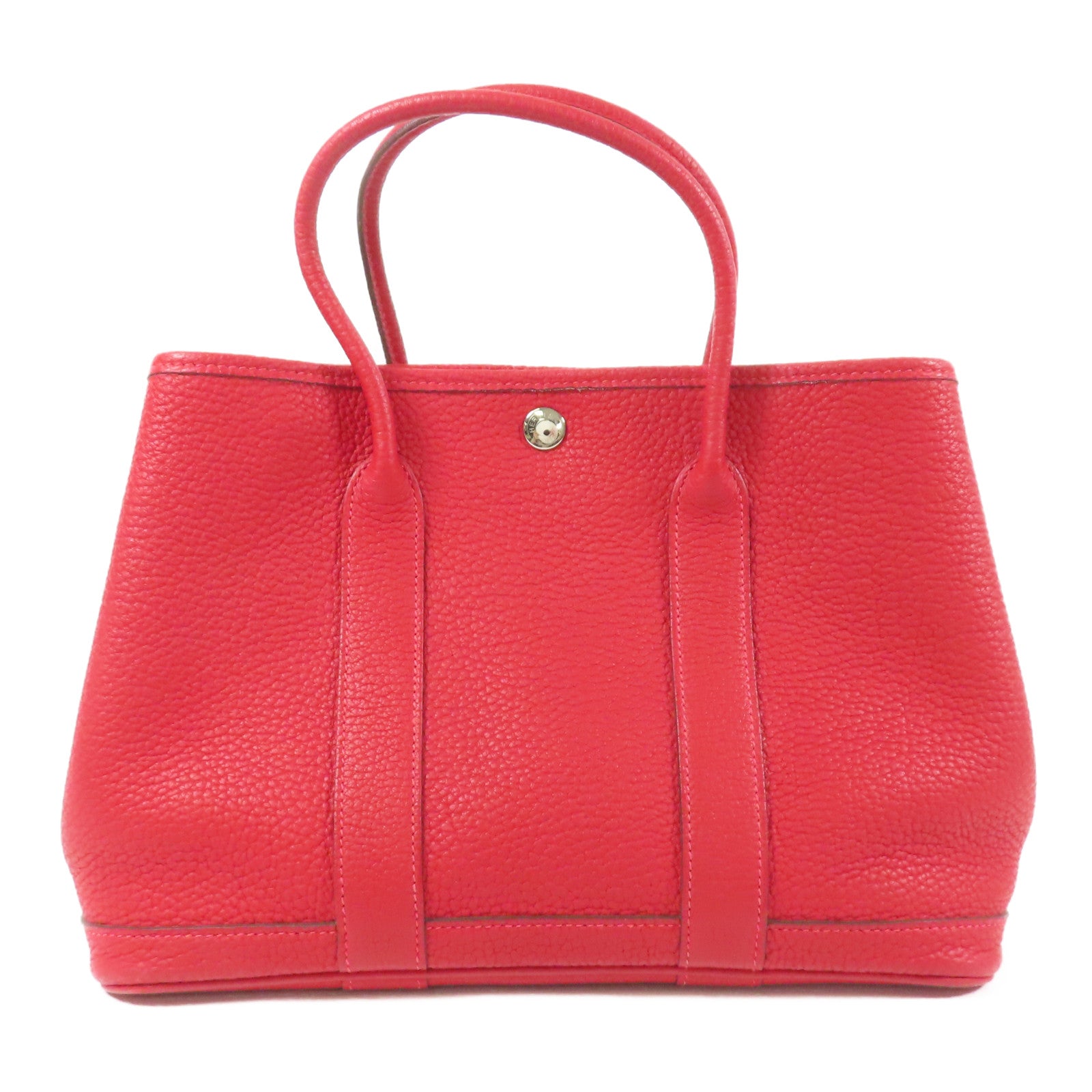 HERMES 【激減優惠】Negonda皮革Garden Party TPM銀扣手挽袋Rouge Casaque