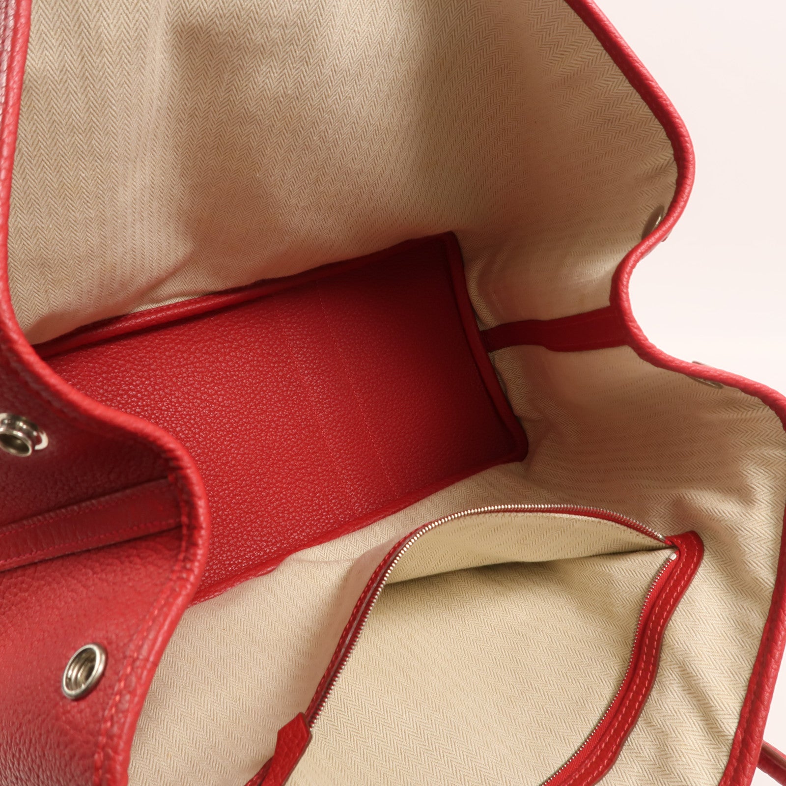 HERMES Country皮革Garden Party PM手挽袋Rouge Piment