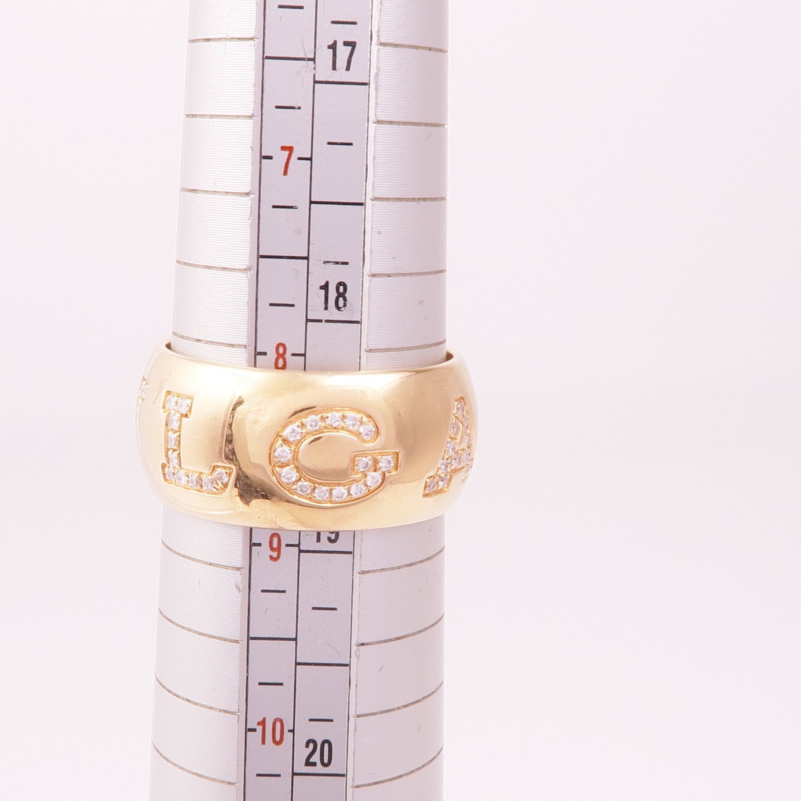 BVLGARI 18K玫瑰金Bvlgari Monologo Diamond鑽石戒指US#8.5/BVLGARI#59