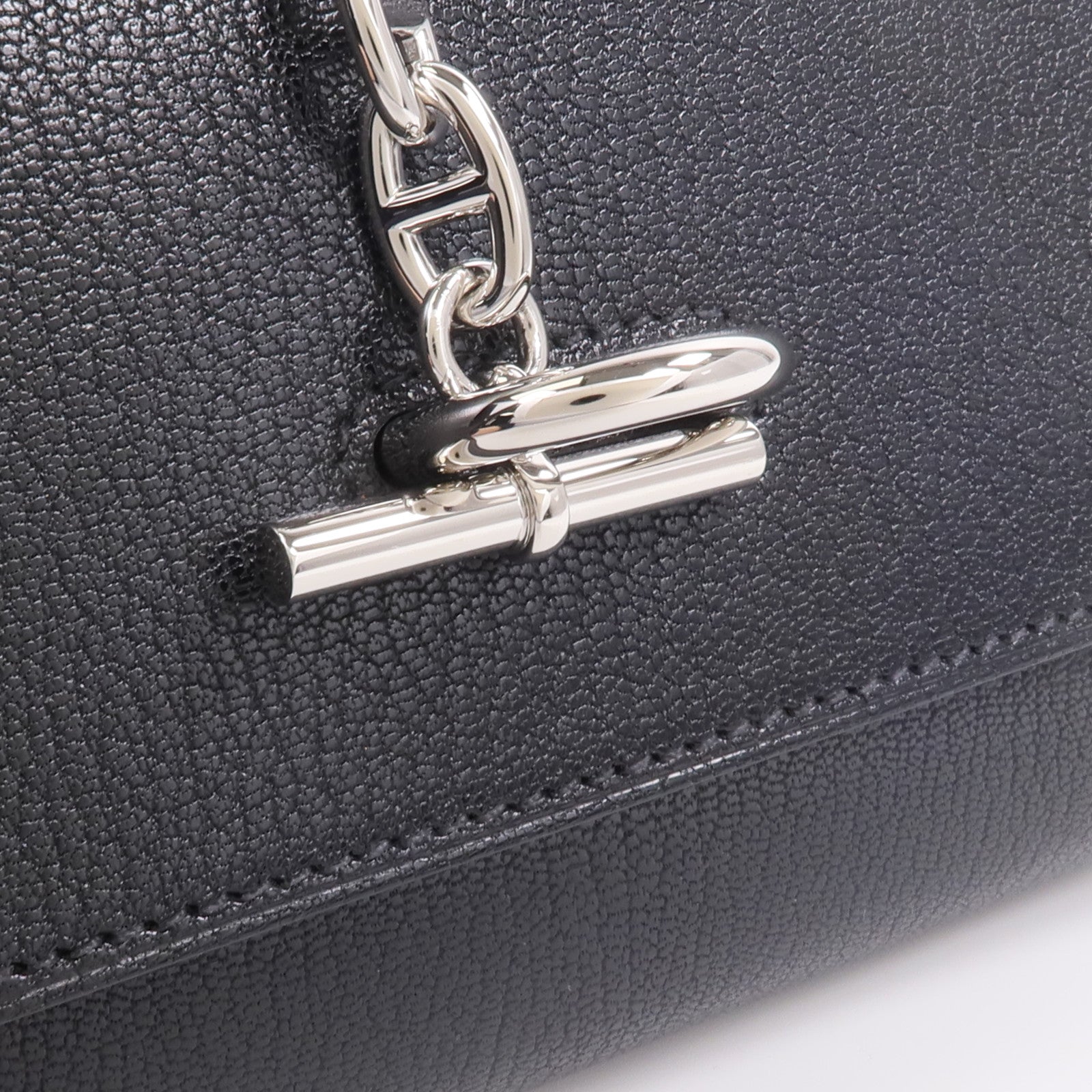 HERMES Chevre皮革Chaine d'Ancre To Go Wallet錢包Noir