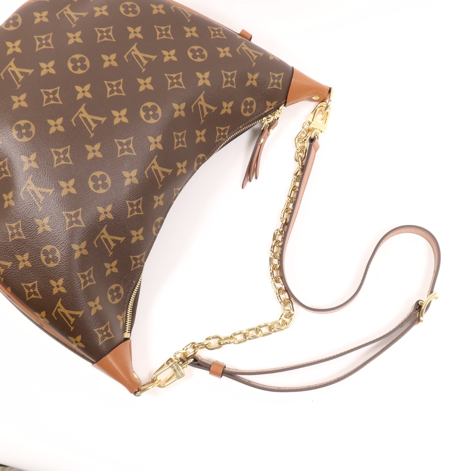 LOUIS VUITTON Monogram Reverse Loop Hobo金扣手挽肩背兩用袋棕色