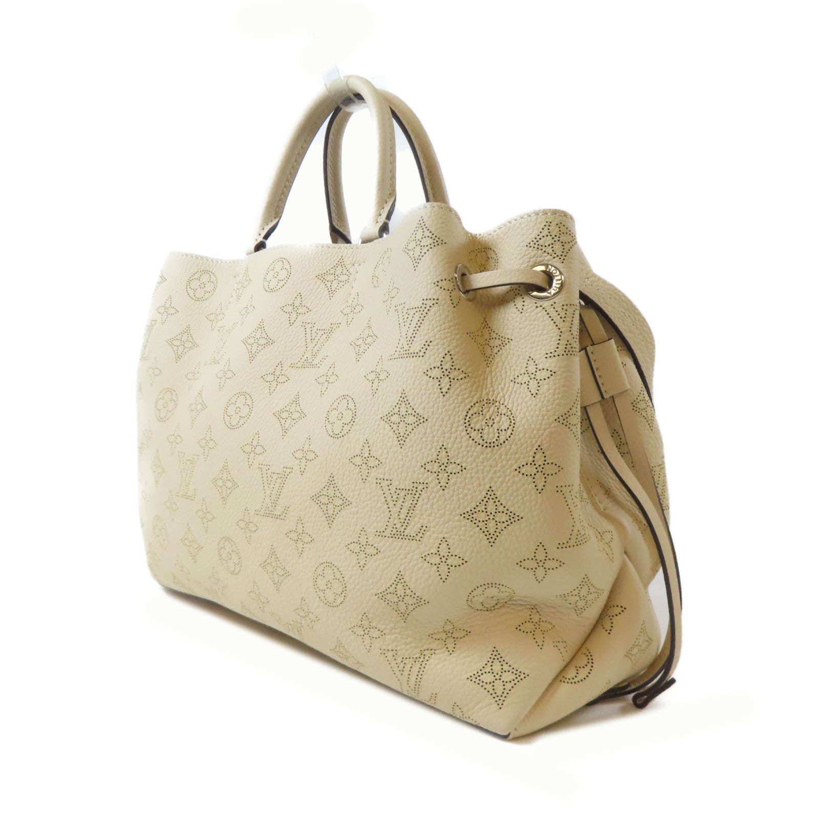 LOUIS VUITTON Mahina Bella Tote銀扣手挽肩背兩用袋奶油色