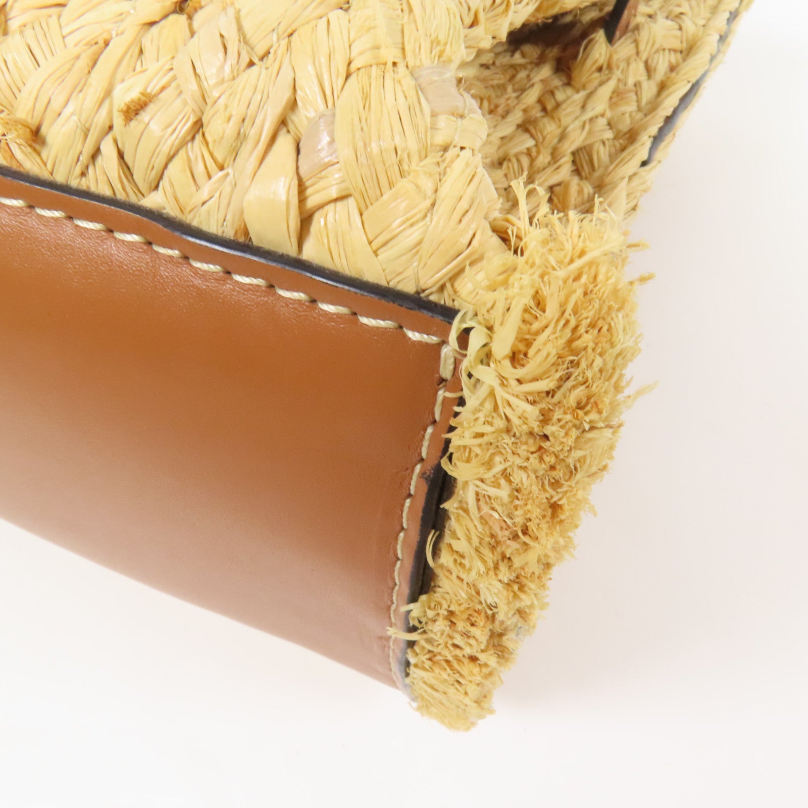 LOEWE Raffia/牛皮皮革Gate Tote Bag金扣手挽肩背兩用袋