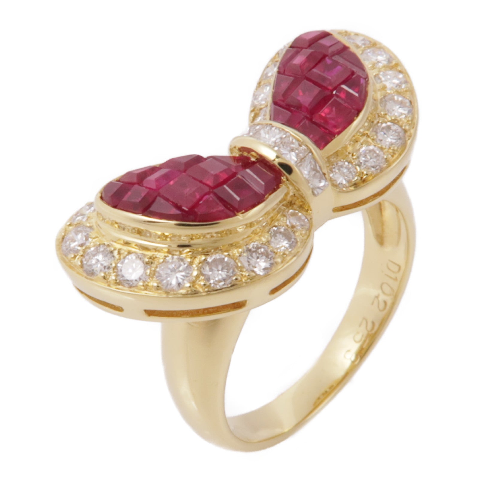 JEWELRY 18K黄金Ruby Diamond Ring紅寶石/鑽石戒指US#6.25