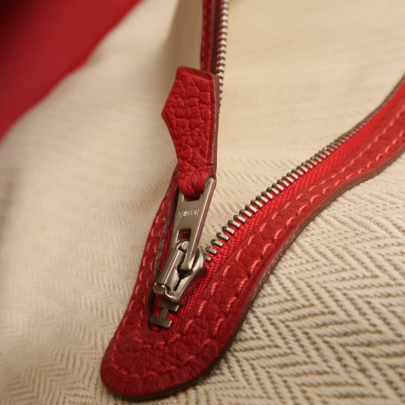 HERMES Country皮革Garden Party PM手挽袋Rouge Piment