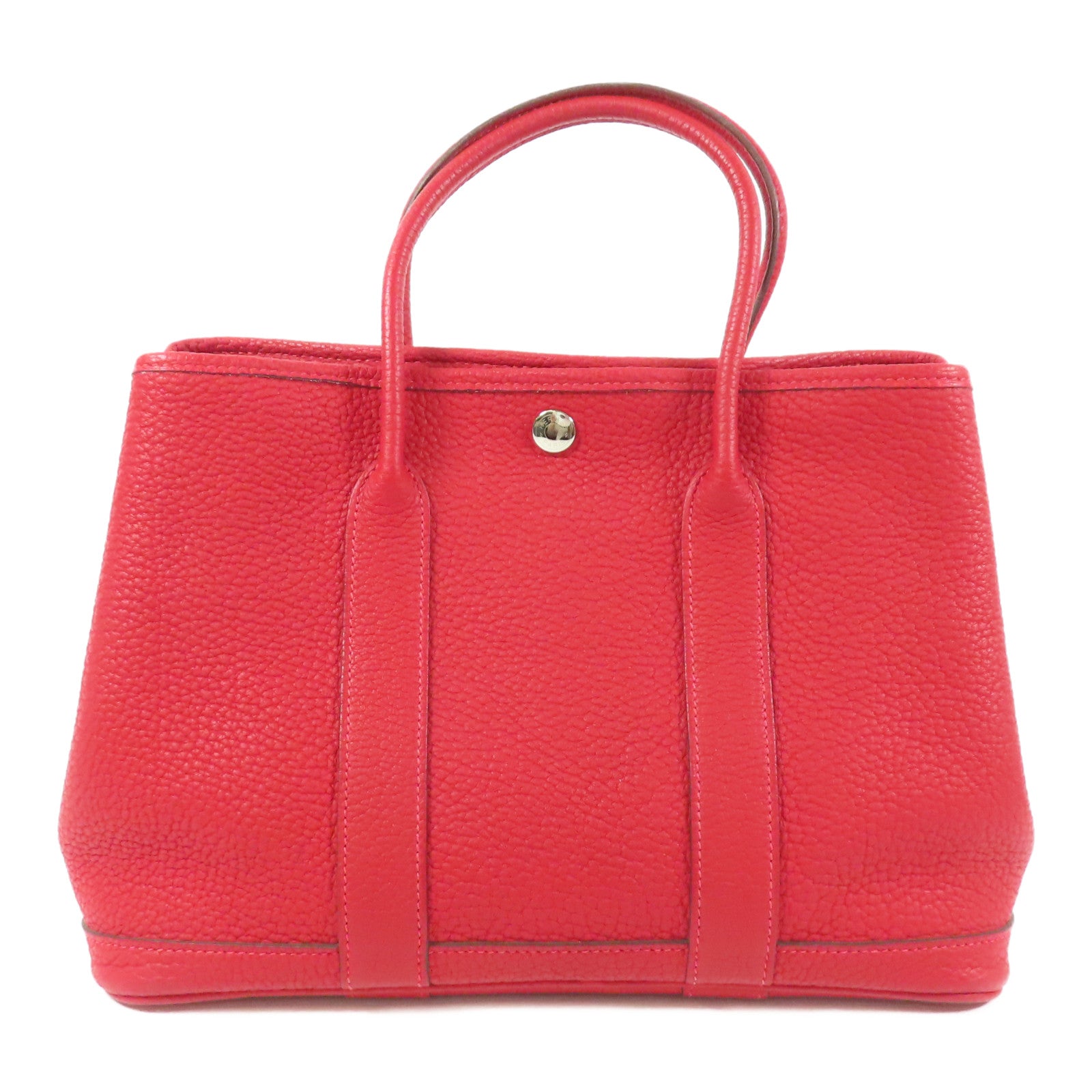 HERMES 【激減優惠】Negonda皮革Garden Party TPM銀扣手挽袋Rouge Casaque
