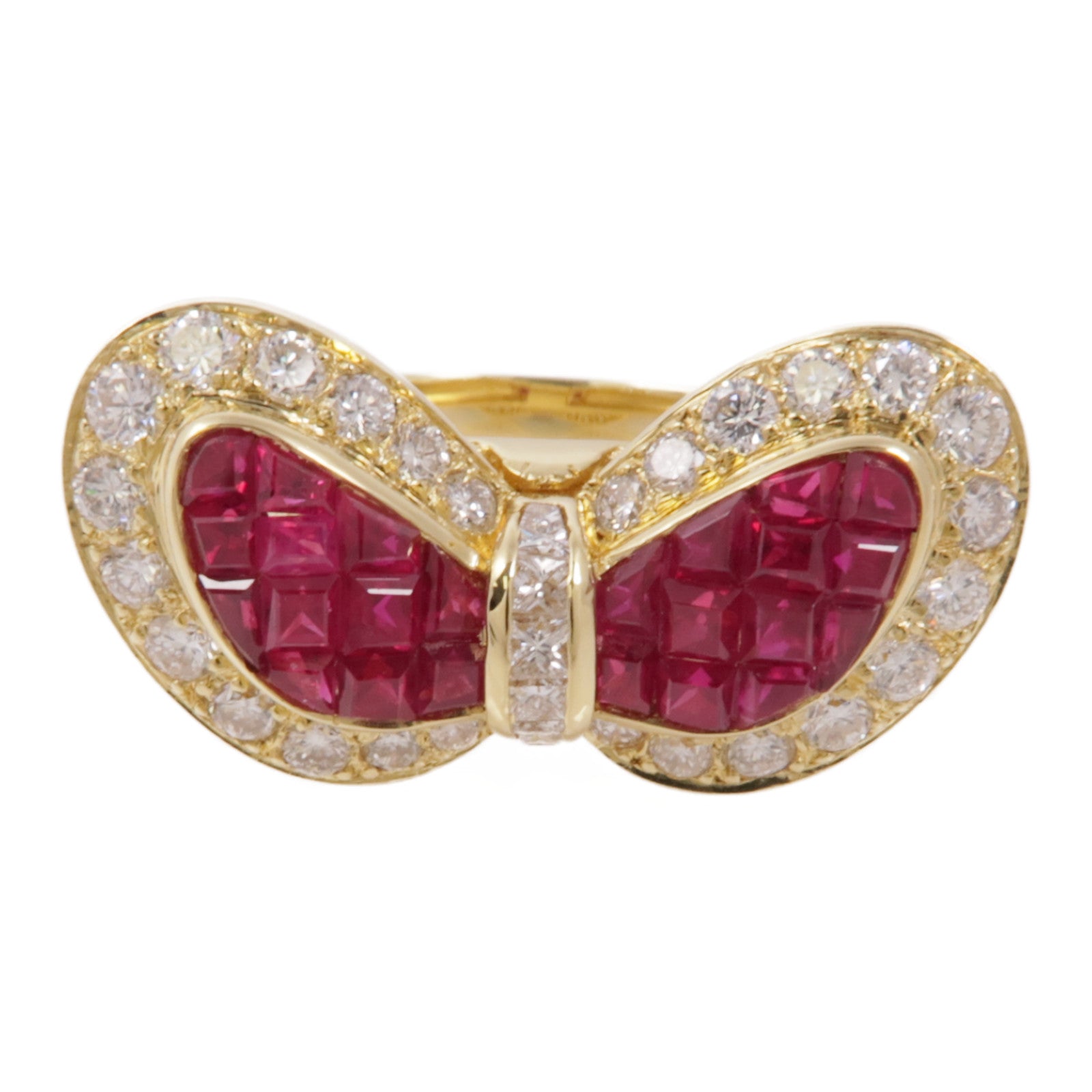 JEWELRY 18K黄金Ruby Diamond Ring紅寶石/鑽石戒指US#6.25