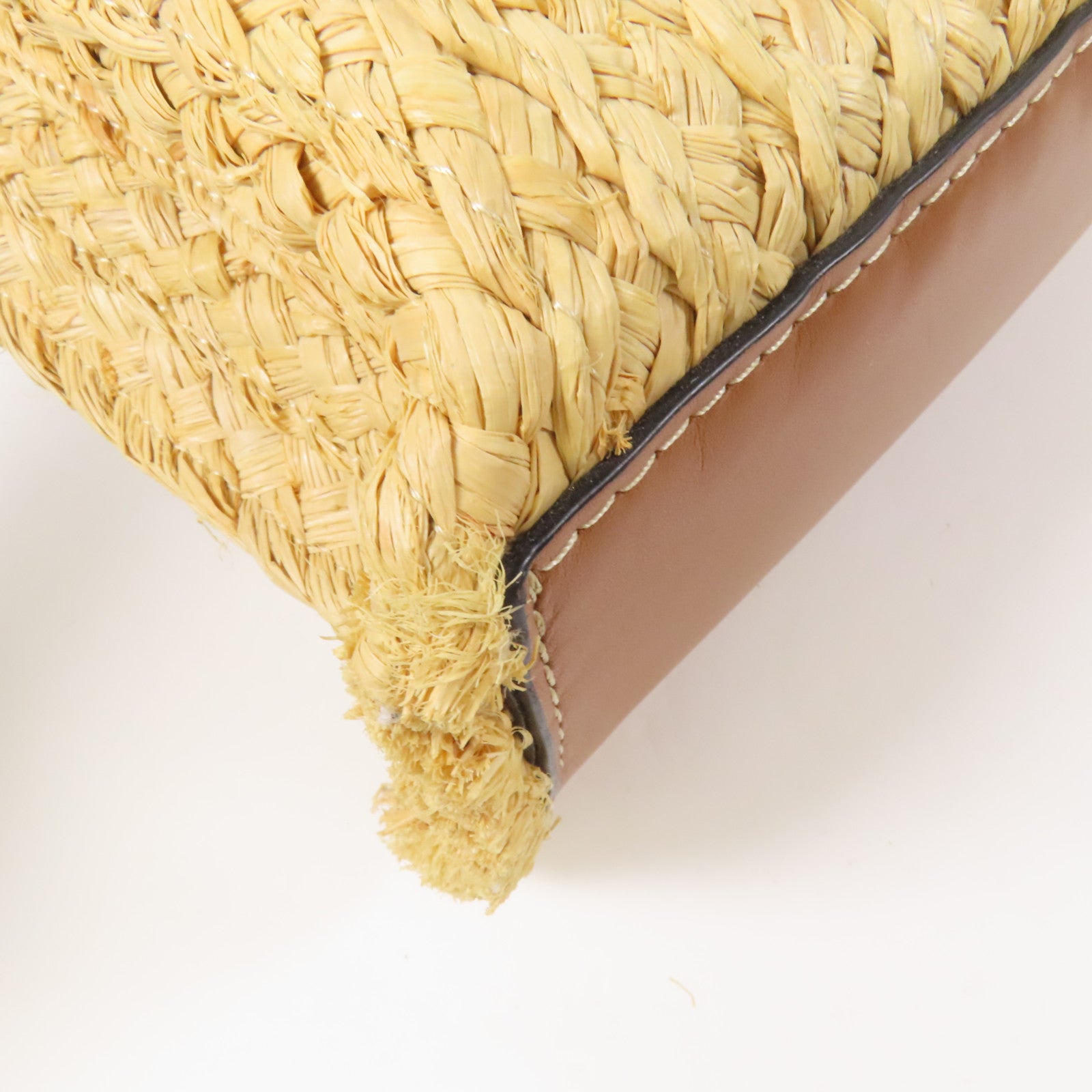 LOEWE Raffia/牛皮皮革Gate Tote Bag金扣手挽肩背兩用袋