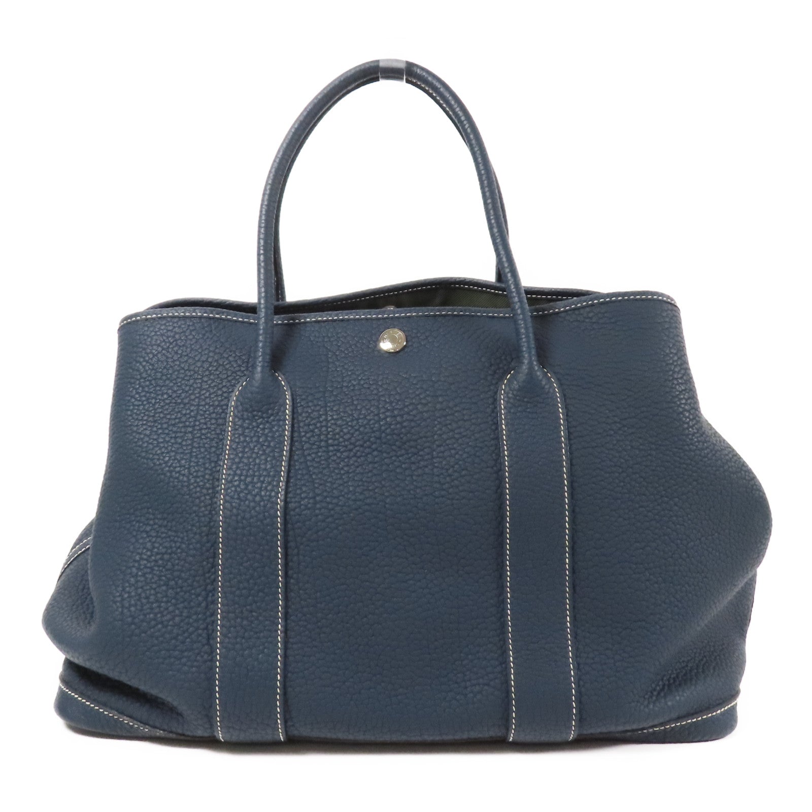 HERMES 【激減優惠】Nagonda皮革Garden Party PM銀扣手挽袋Vert Cypres