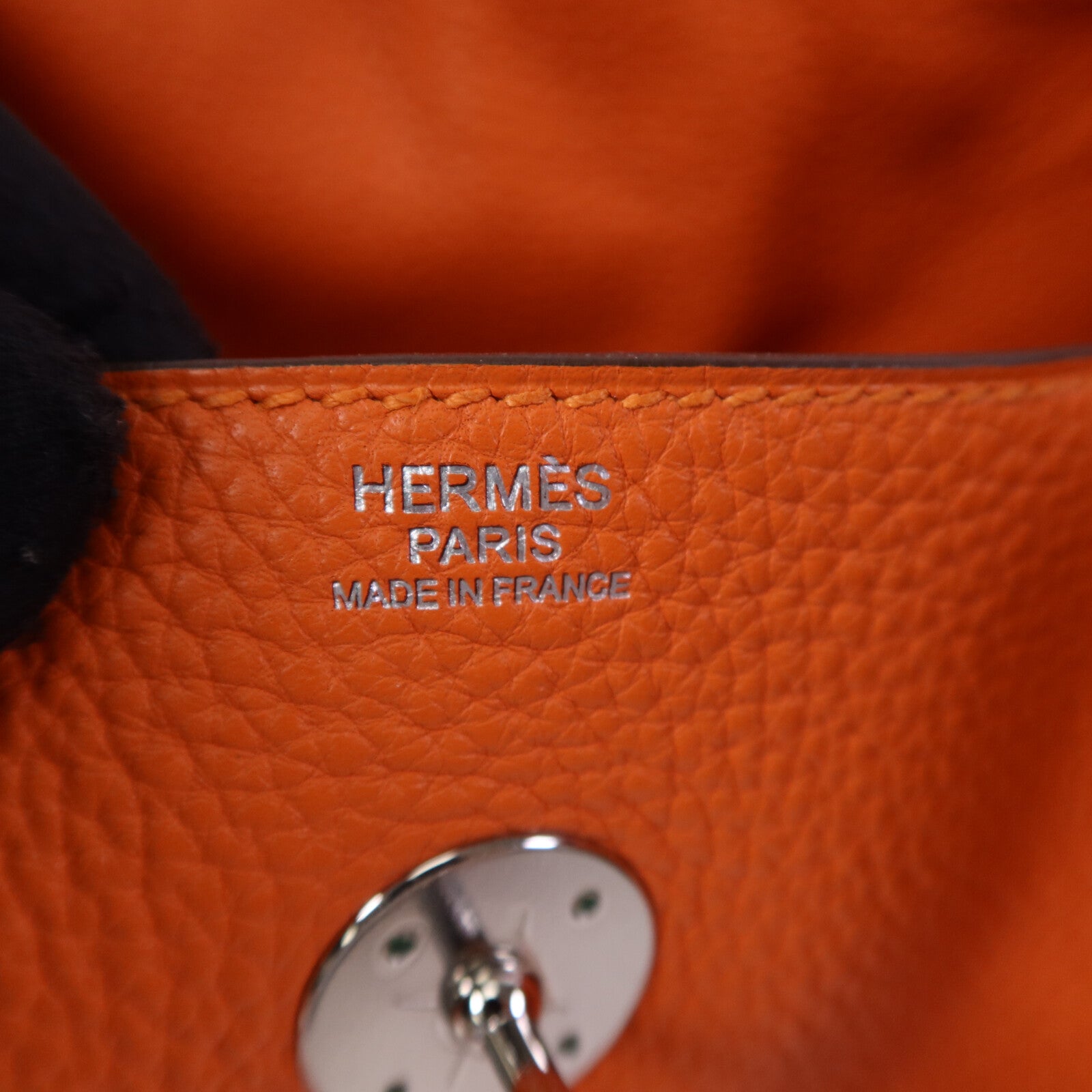 HERMES Clemence皮革Lindy 30銀扣手挽肩背兩用袋Feu