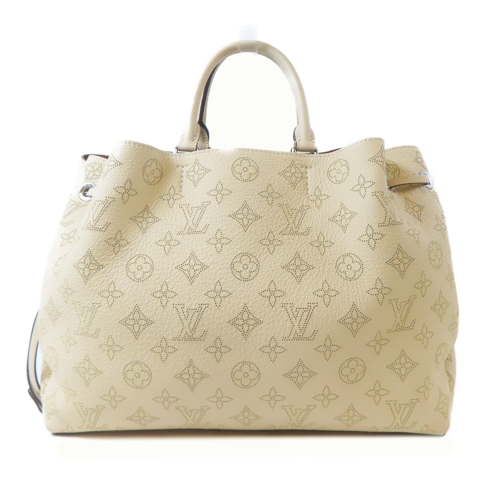 LOUIS VUITTON Mahina Bella Tote銀扣手挽肩背兩用袋奶油色