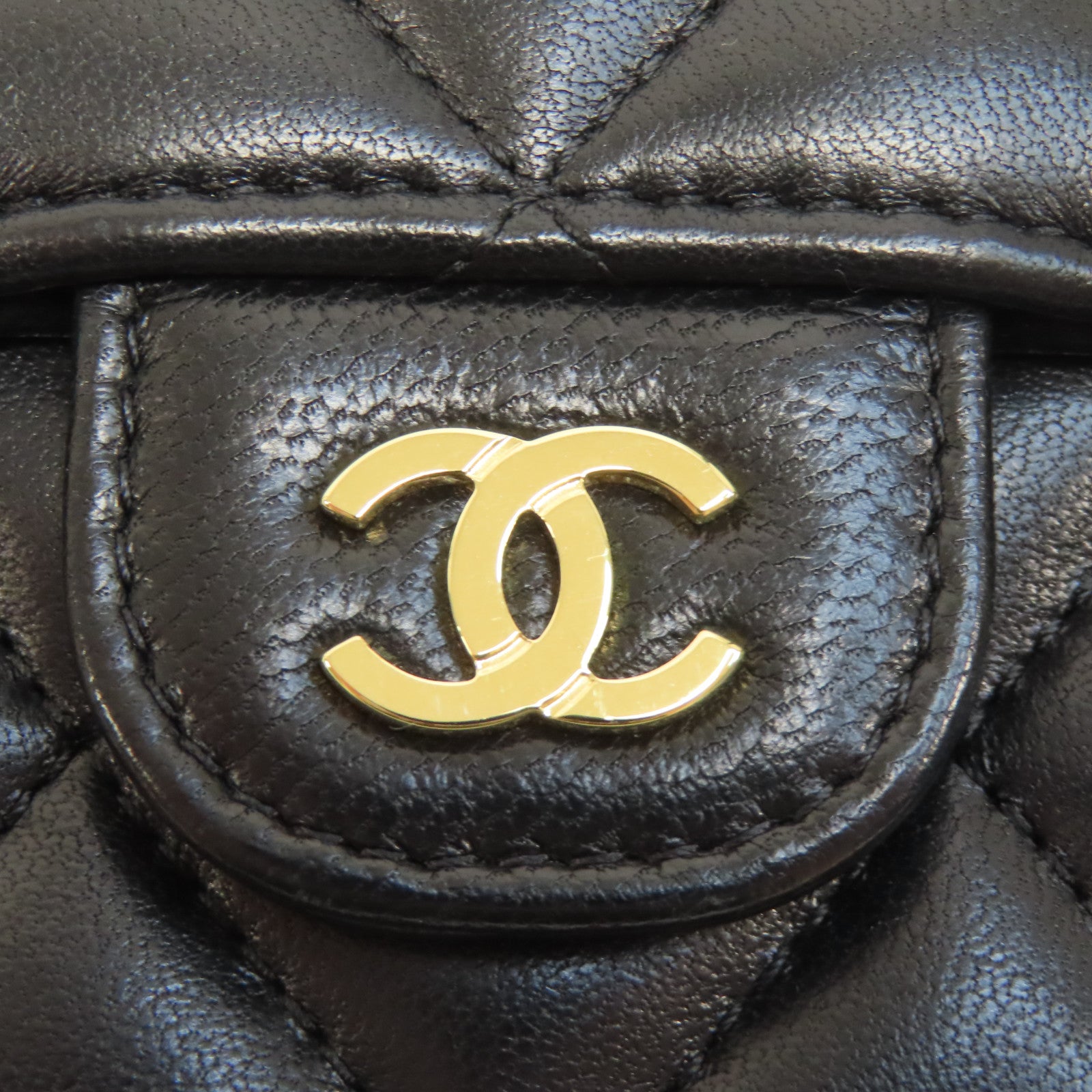CHANEL 菱格羊皮皮革Classic Flap Long Wallet金扣長錢包黑色