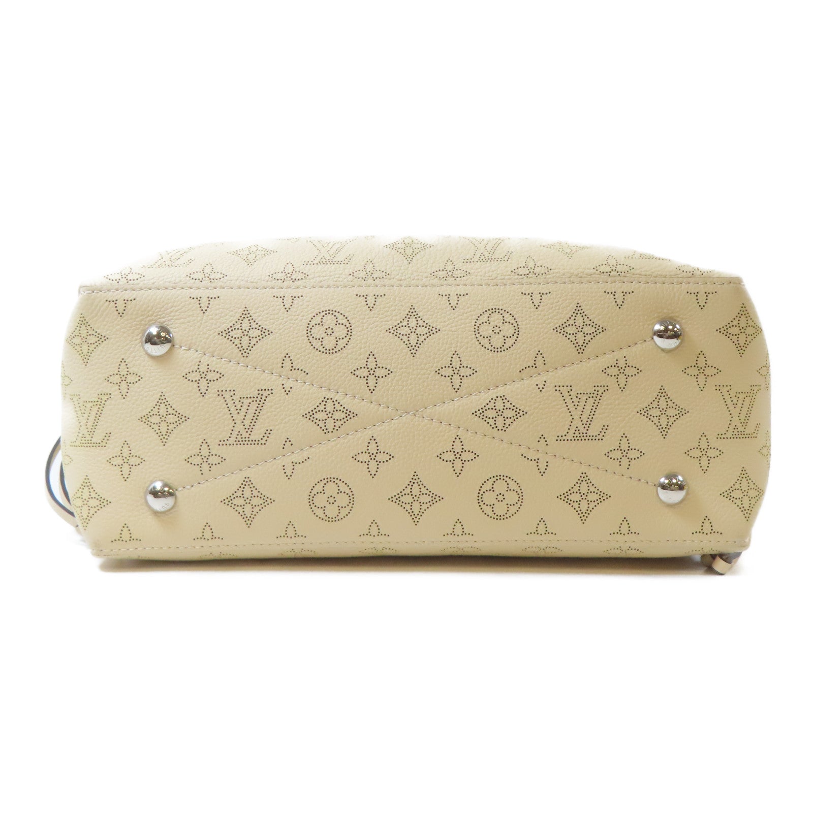 LOUIS VUITTON Mahina Bella Tote銀扣手挽肩背兩用袋奶油色