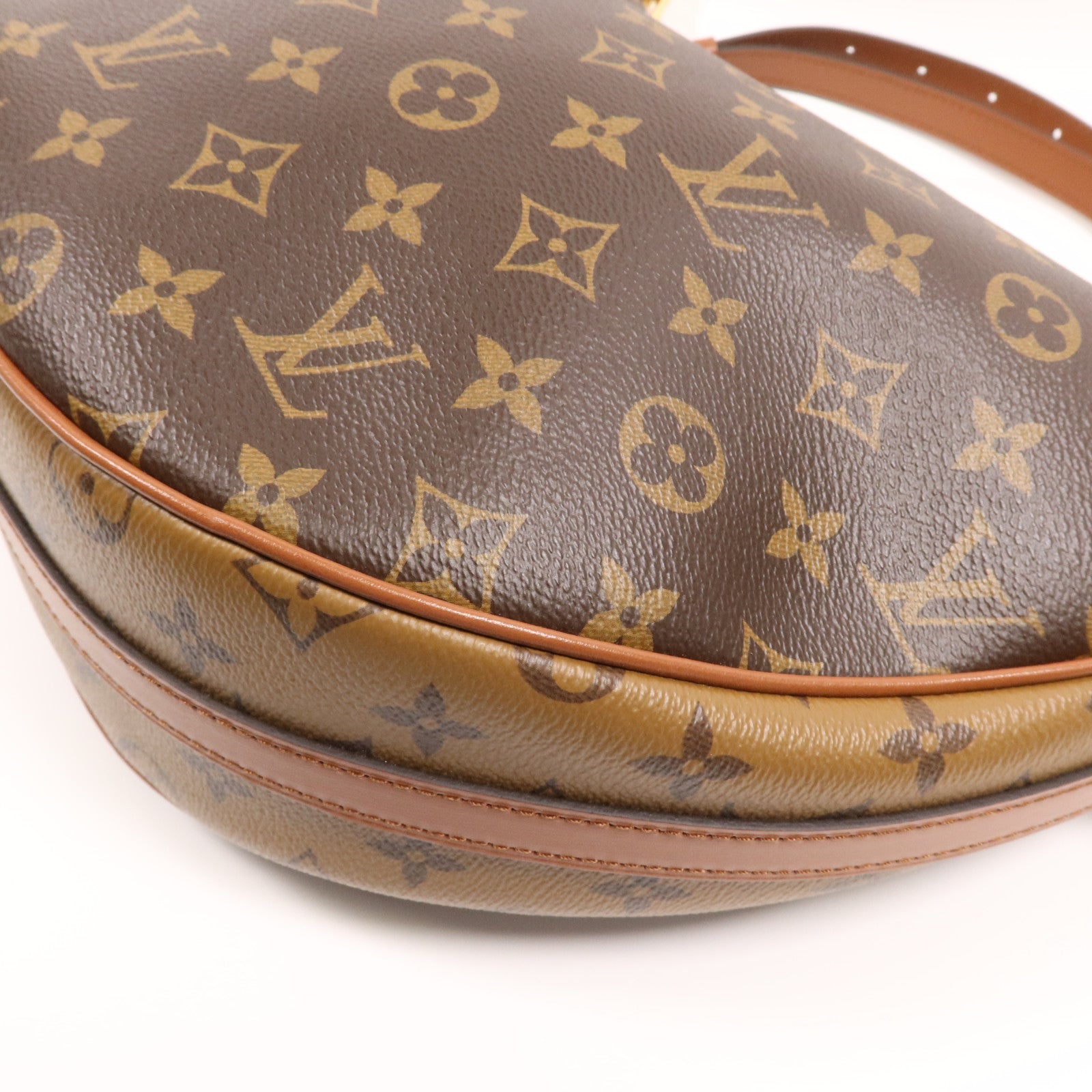 LOUIS VUITTON Monogram Reverse Loop Hobo金扣手挽肩背兩用袋棕色