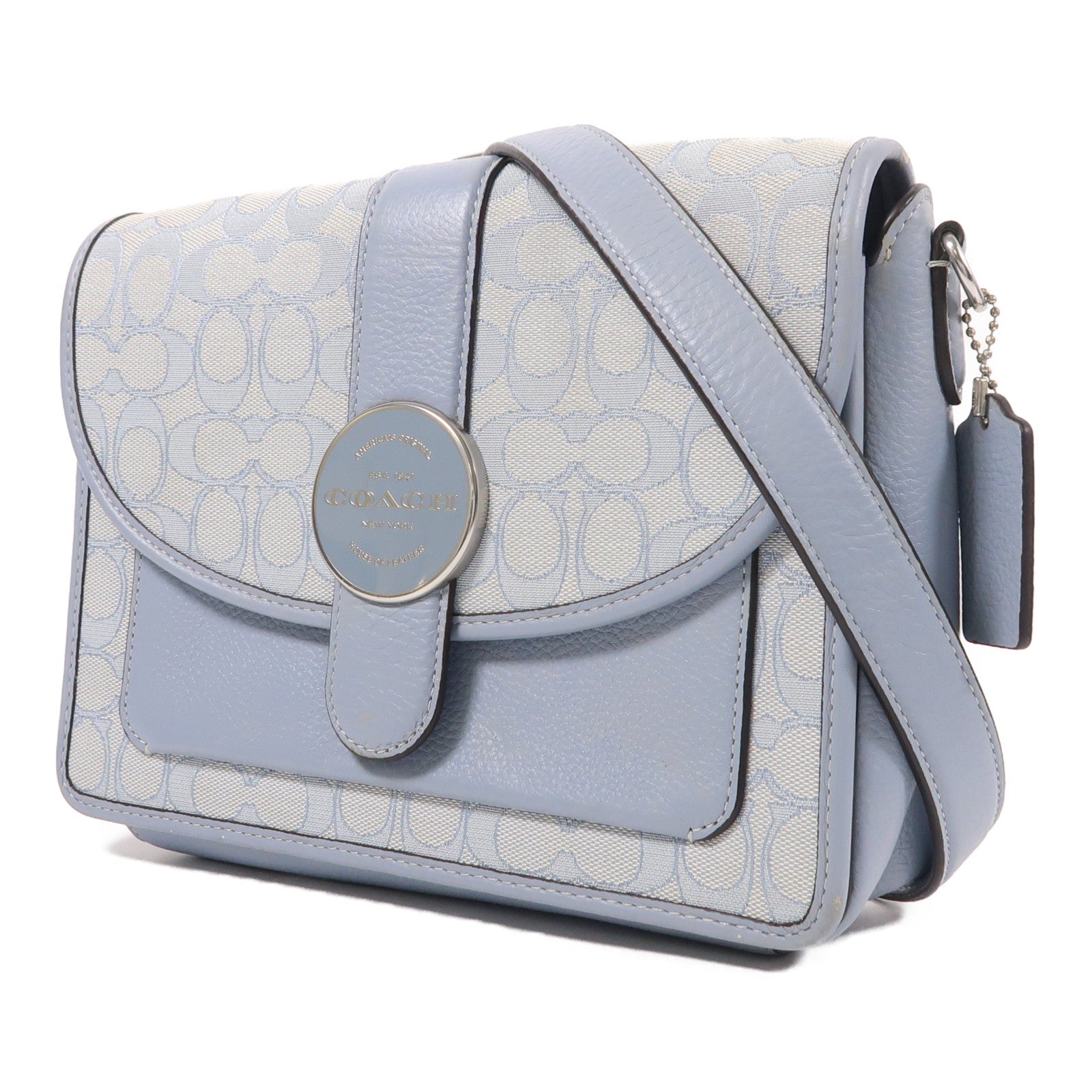 COACH 帆布Shoulder Bag銀扣肩背袋