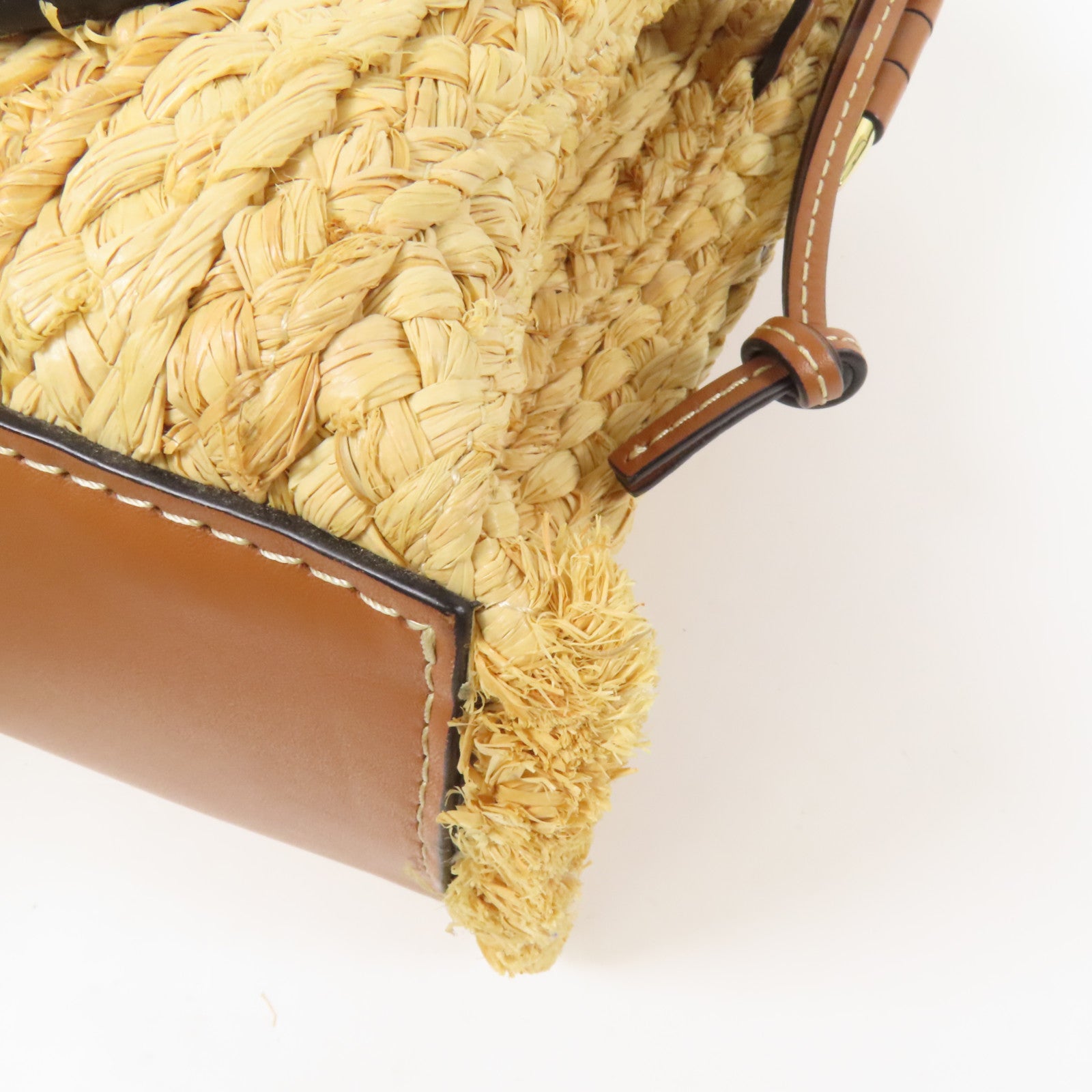 LOEWE Raffia/牛皮皮革Gate Tote Bag金扣手挽肩背兩用袋