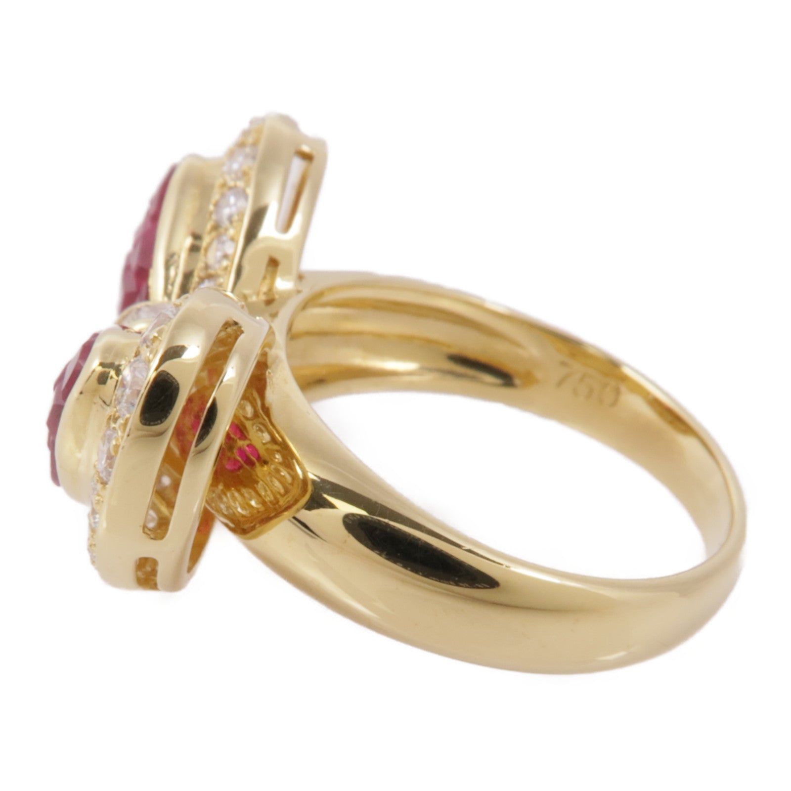 JEWELRY 18K黄金Ruby Diamond Ring紅寶石/鑽石戒指US#6.25