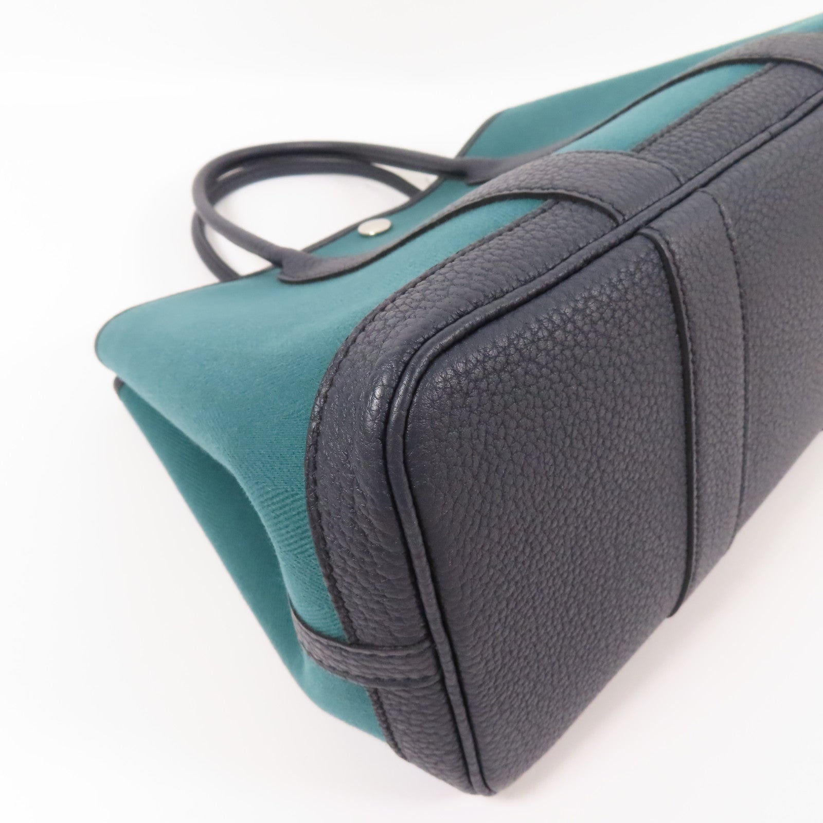 HERMES 帆布Garden Party TPM銀扣手挽袋Vert Vertigo