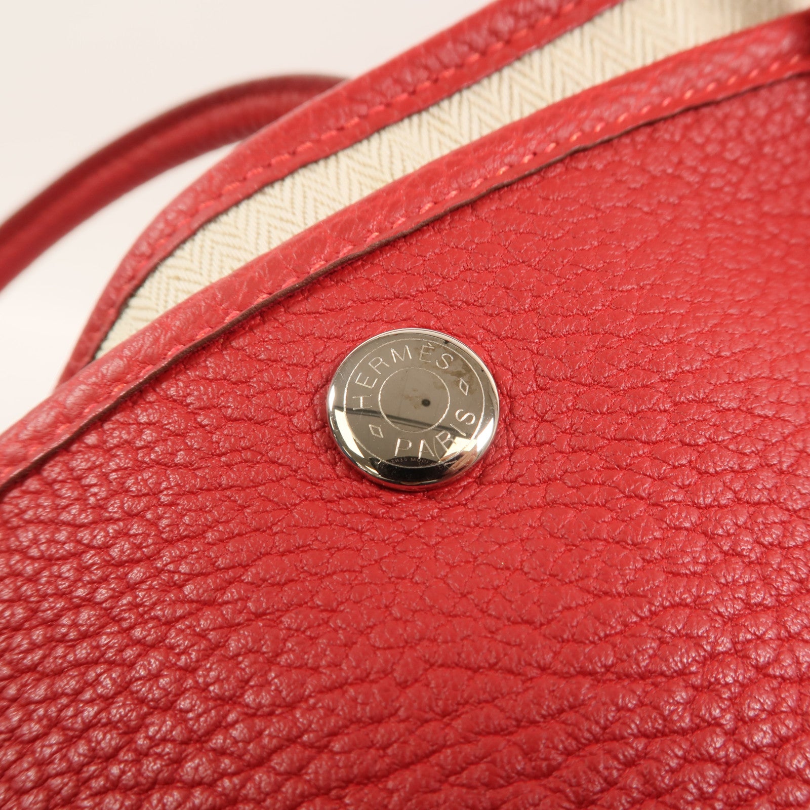 HERMES Country皮革Garden Party PM手挽袋Rouge Piment