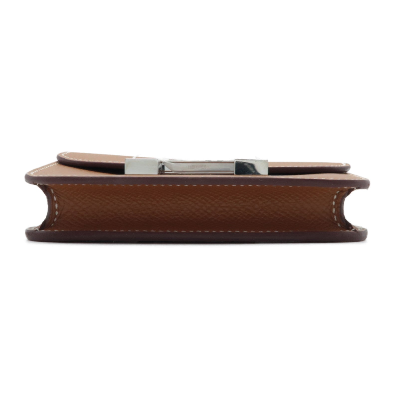 HERMES Epsom皮革Constance Slim銀扣錢包啡色