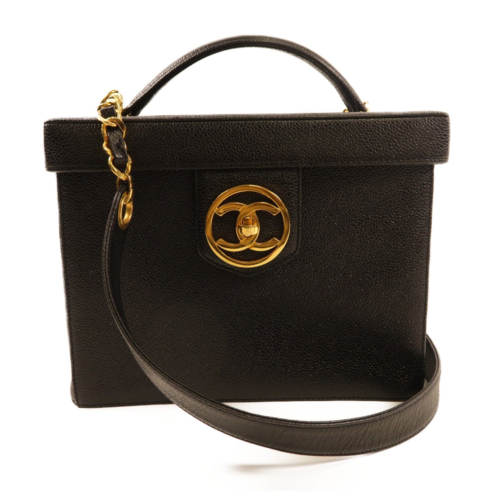 CHANEL CC GHW Vintage 2 Way Shoulder Bag Calfskin Leather